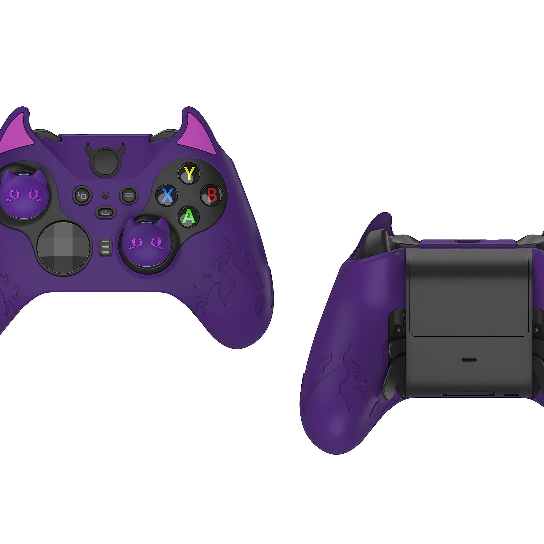 PlayVital Cute Demon Silicone Case Cover with Thumb Grips Caps for Xbox Elite Series 2 Controller & Xbox Elite Series 2 Core Controller - Purple - UQNE2P001 PlayVital