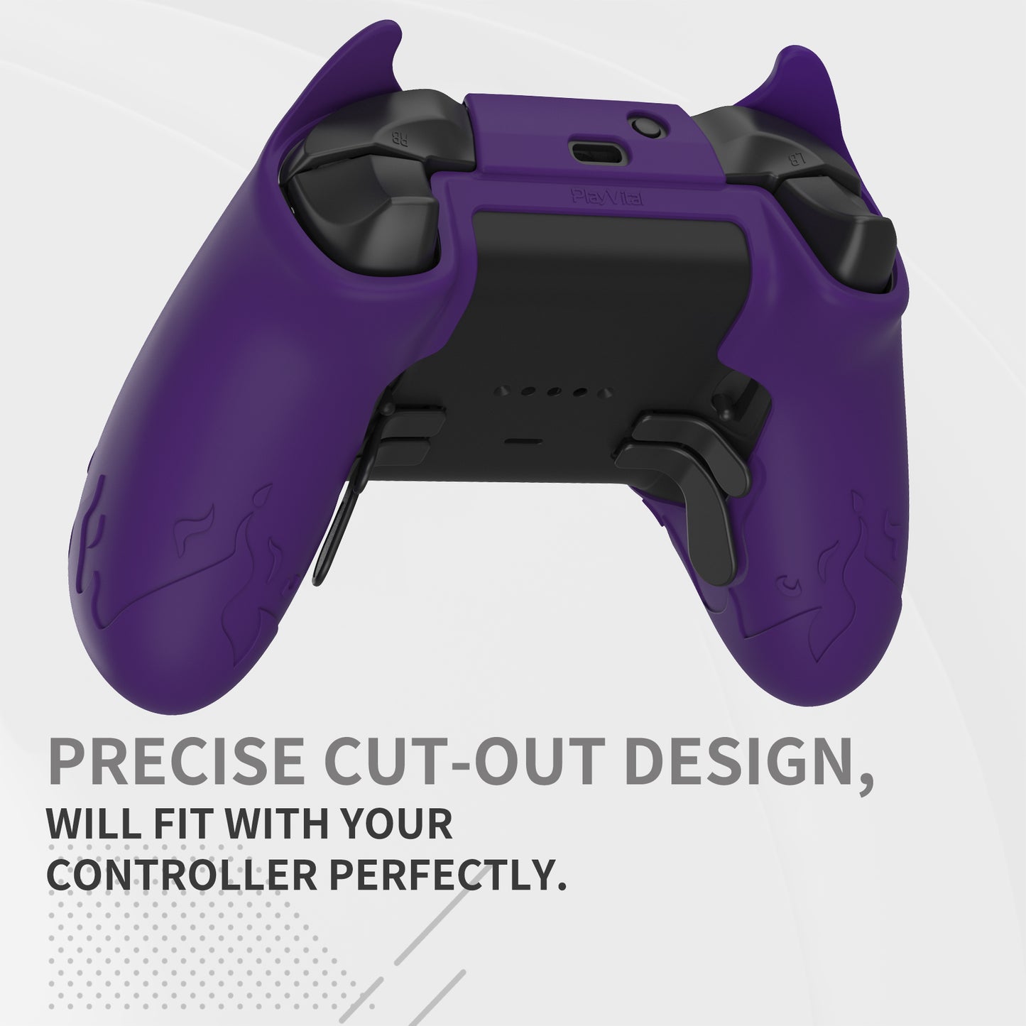 PlayVital Cute Demon Silicone Case Cover with Thumb Grips Caps for Xbox Elite Series 2 Controller & Xbox Elite Series 2 Core Controller - Purple - UQNE2P001 PlayVital