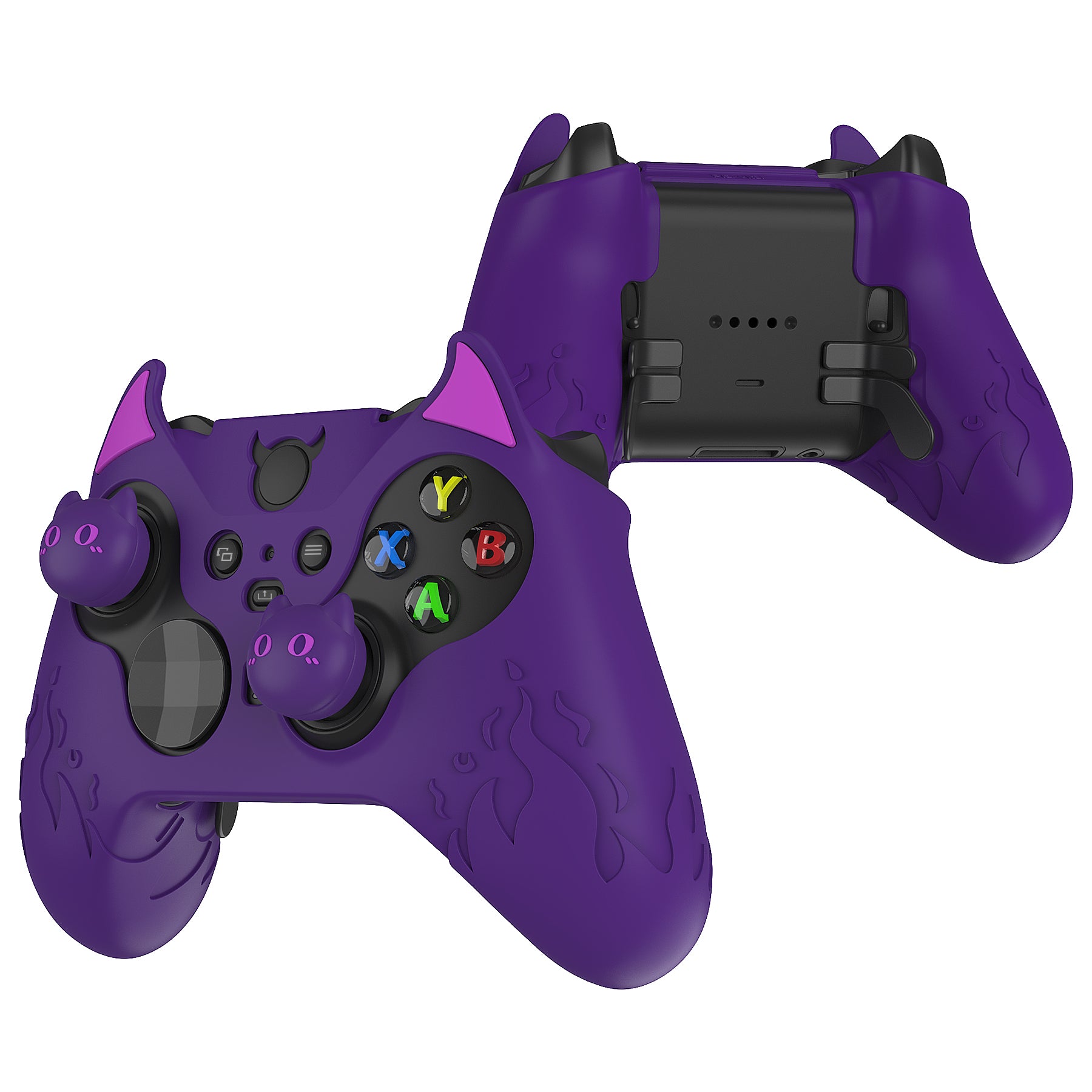 PlayVital Cute Demon Silicone Case Cover with Thumb Grips Caps for Xbox Elite Series 2 Controller & Xbox Elite Series 2 Core Controller - Purple - UQNE2P001 PlayVital