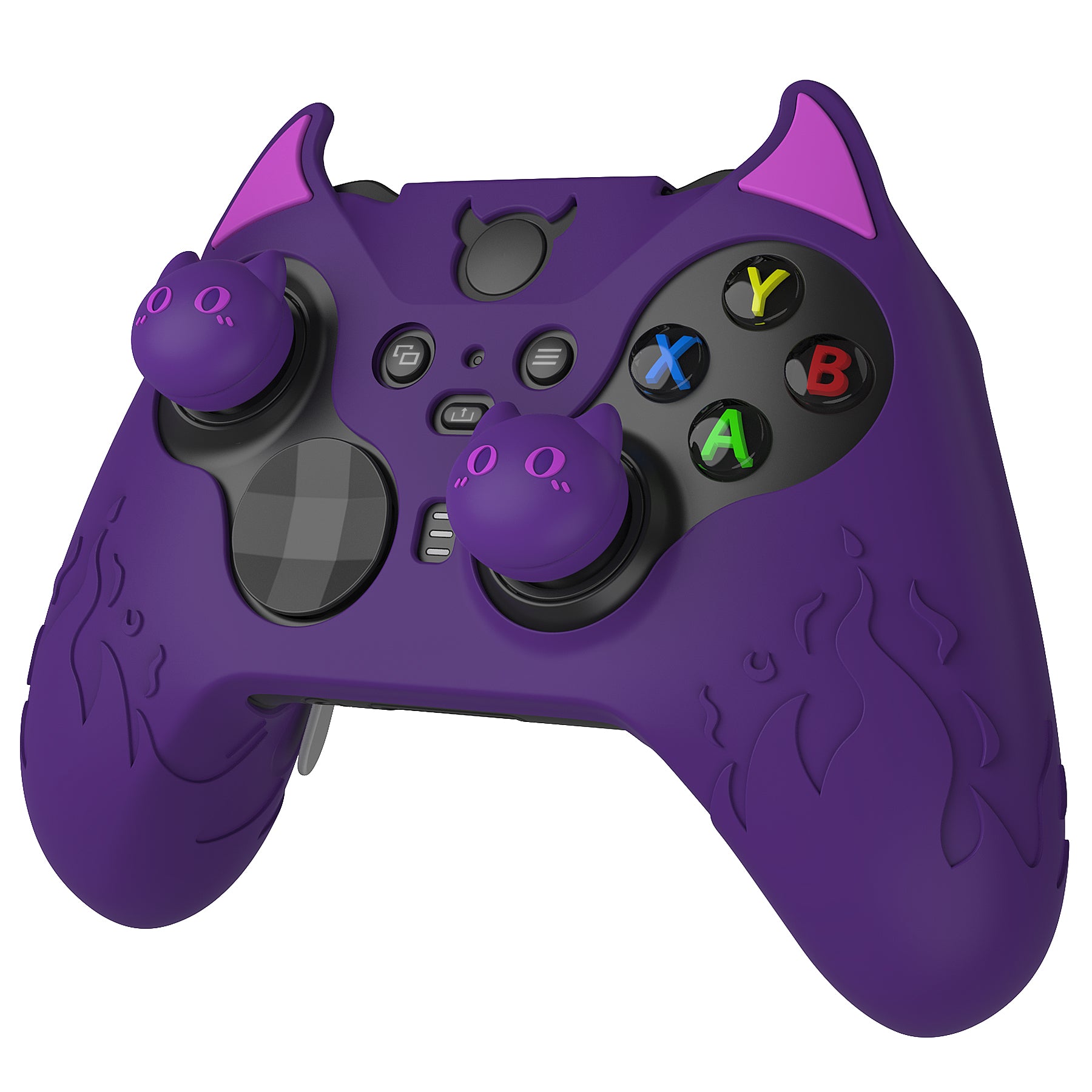 PlayVital Cute Demon Silicone Case Cover with Thumb Grips Caps for Xbox Elite Series 2 Controller & Xbox Elite Series 2 Core Controller - Purple - UQNE2P001 PlayVital