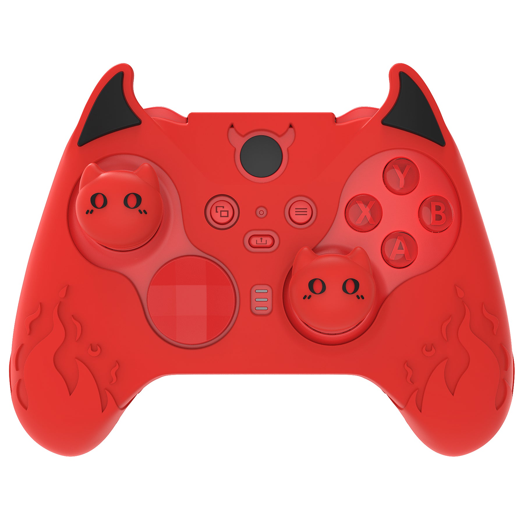 PlayVital Cute Demon Silicone Case Cover with Thumb Grips Caps for Xbox Elite Series 2 Controller & Xbox Elite Series 2 Core Controller - Red PlayVital