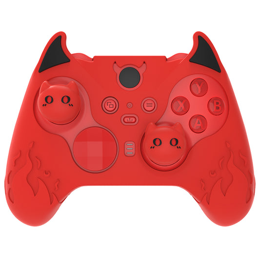 PlayVital Cute Demon Silicone Case Cover with Thumb Grips Caps for Xbox Elite Series 2 Controller & Xbox Elite Series 2 Core Controller - Red PlayVital