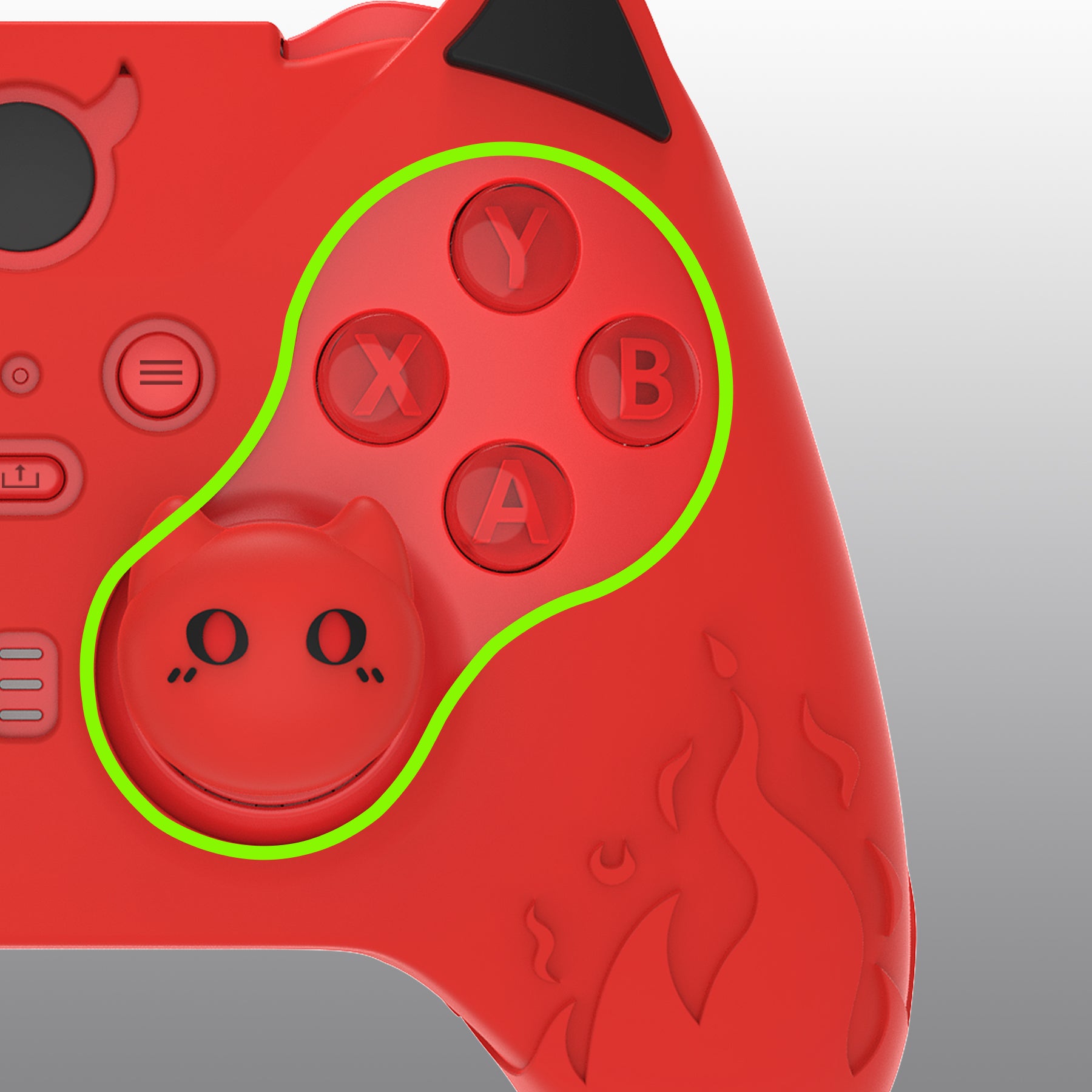 PlayVital Cute Demon Silicone Case Cover with Thumb Grips Caps for Xbox Elite Series 2 Controller & Xbox Elite Series 2 Core Controller - Red PlayVital