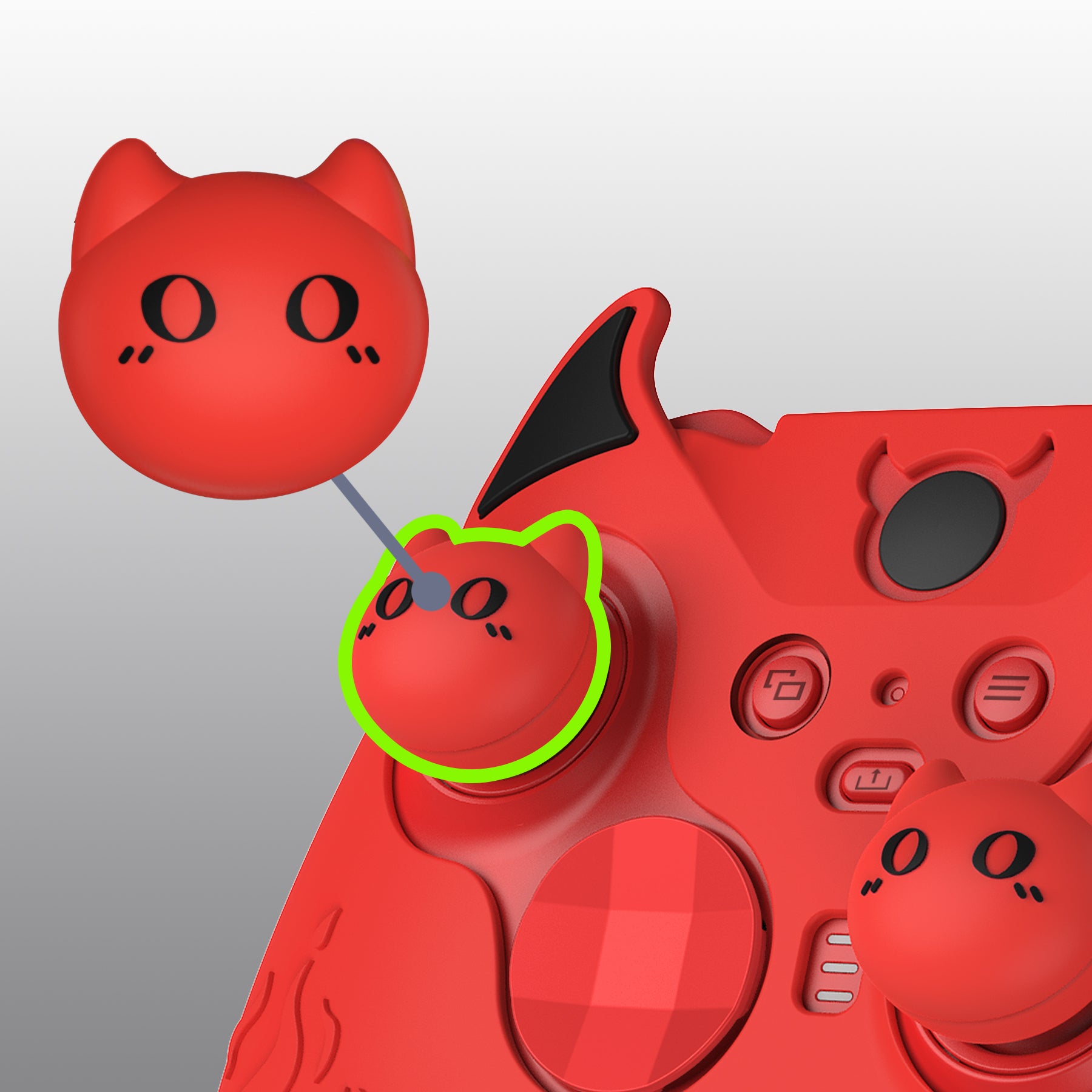 PlayVital Cute Demon Silicone Case Cover with Thumb Grips Caps for Xbox Elite Series 2 Controller & Xbox Elite Series 2 Core Controller - Red PlayVital