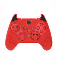 PlayVital Cute Demon Silicone Case Cover with Thumb Grips Caps for Xbox Elite Series 2 Controller & Xbox Elite Series 2 Core Controller - Red PlayVital