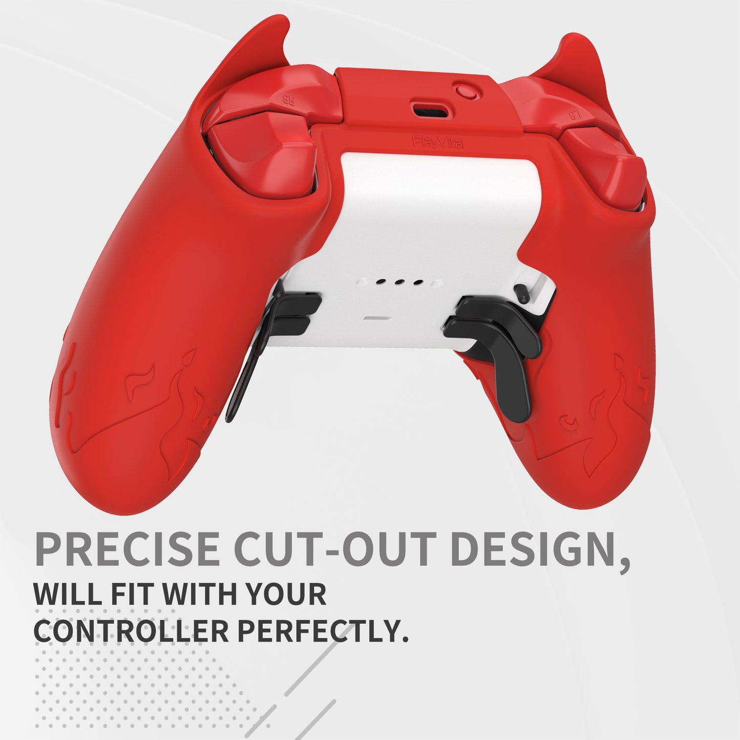 PlayVital Cute Demon Silicone Case Cover with Thumb Grips Caps for Xbox Elite Series 2 Controller & Xbox Elite Series 2 Core Controller - Red PlayVital