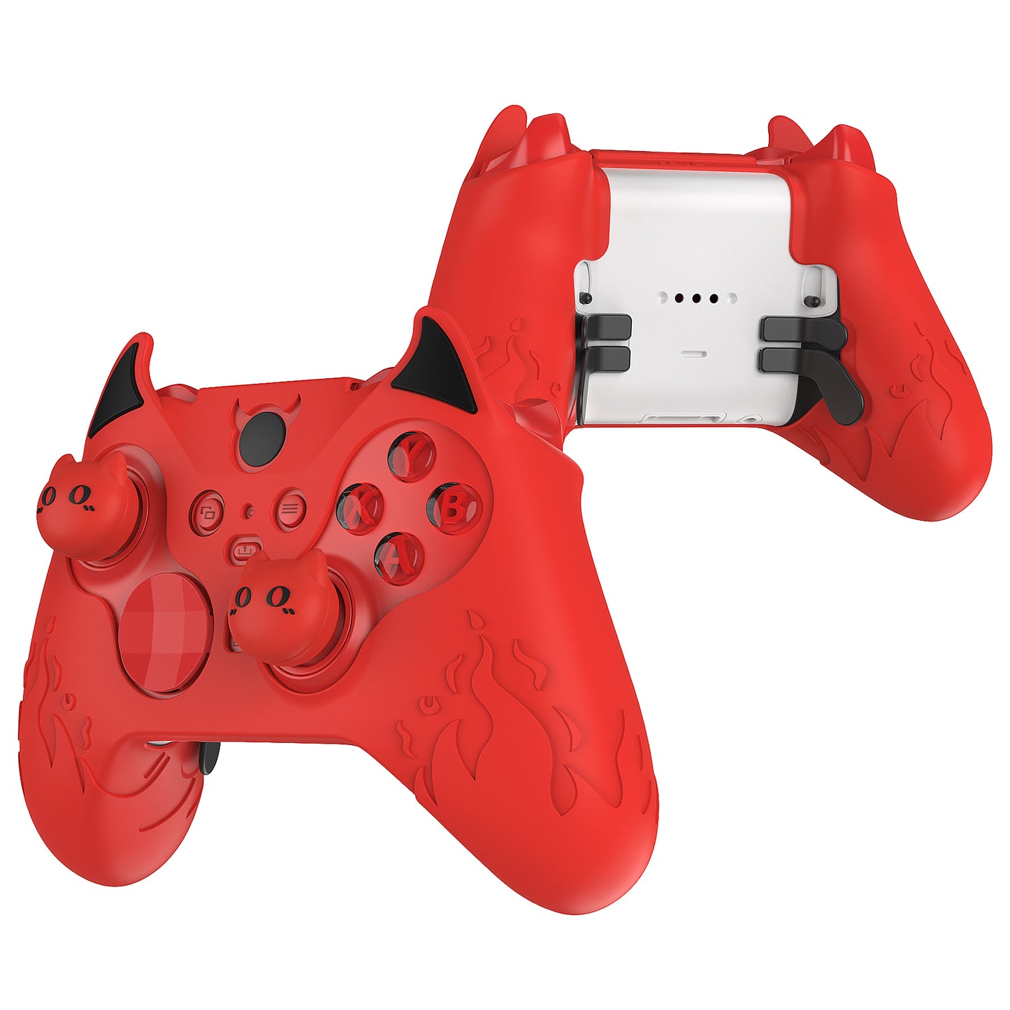 PlayVital Cute Demon Silicone Case Cover with Thumb Grips Caps for Xbox Elite Series 2 Controller & Xbox Elite Series 2 Core Controller - Red PlayVital