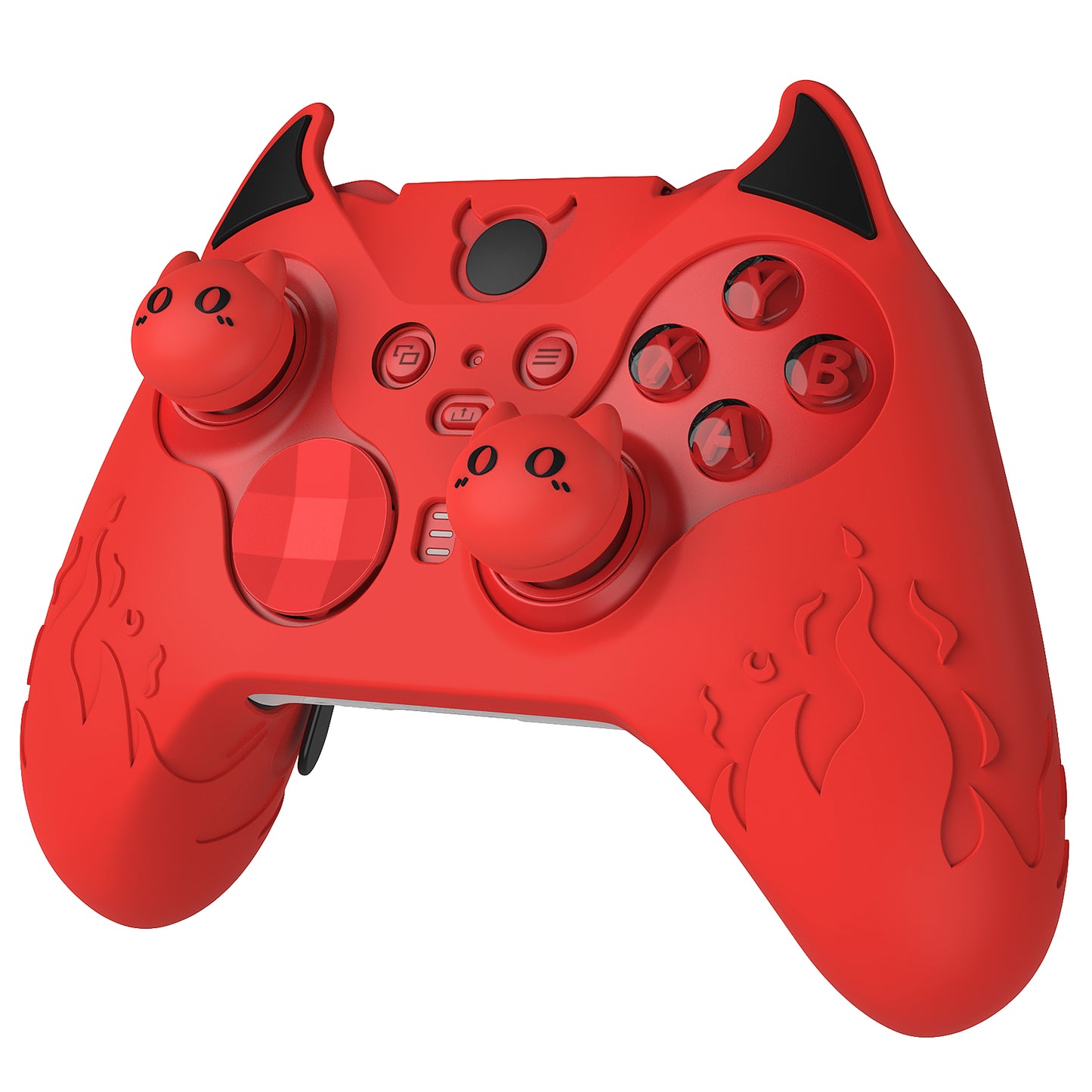 PlayVital Cute Demon Silicone Case Cover with Thumb Grips Caps for Xbox Elite Series 2 Controller & Xbox Elite Series 2 Core Controller - Red PlayVital