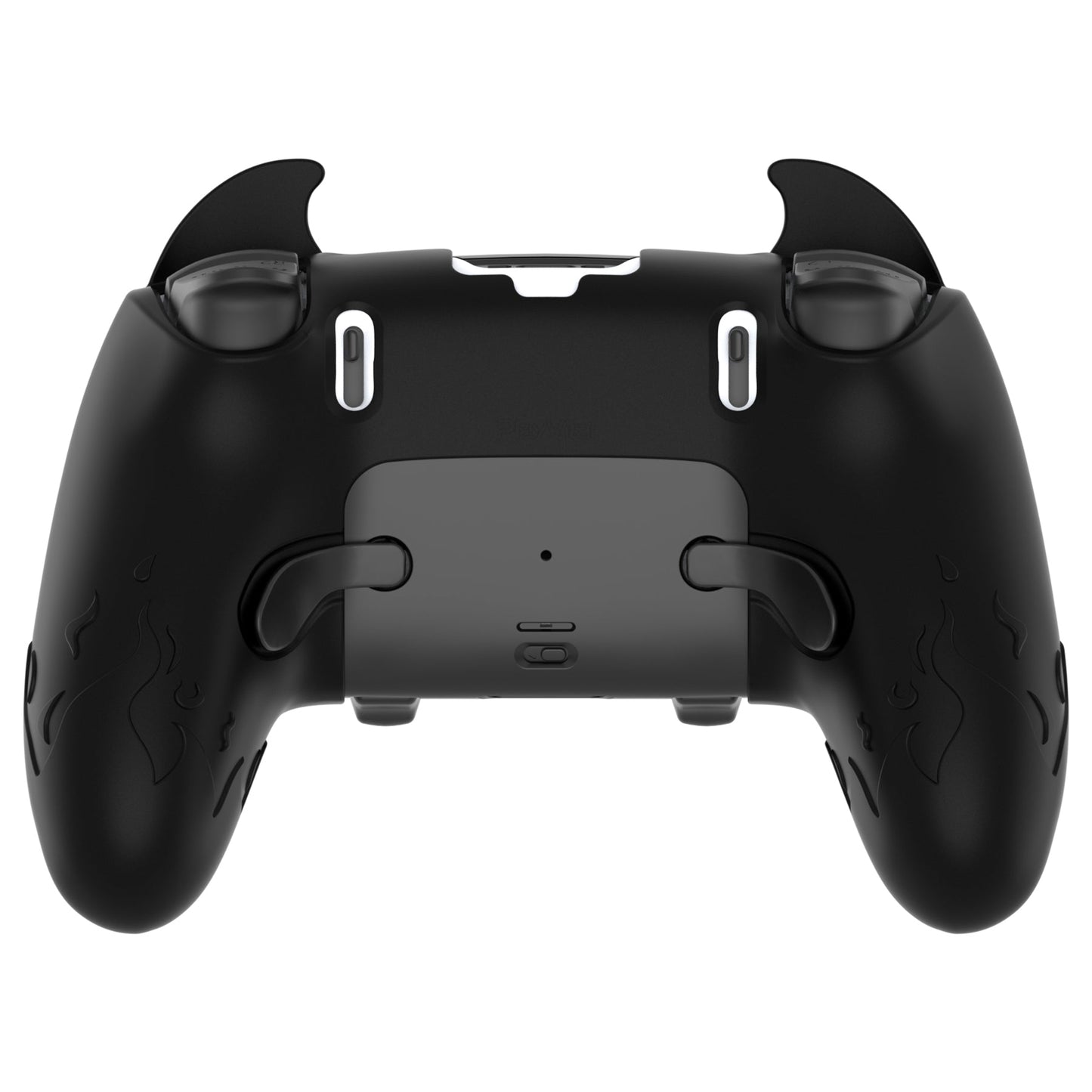 PlayVital Cute Demon Silicone Case with Touch Pad Sticker & Thumb Grip Caps for PS5 Edge Controller - Black PlayVital