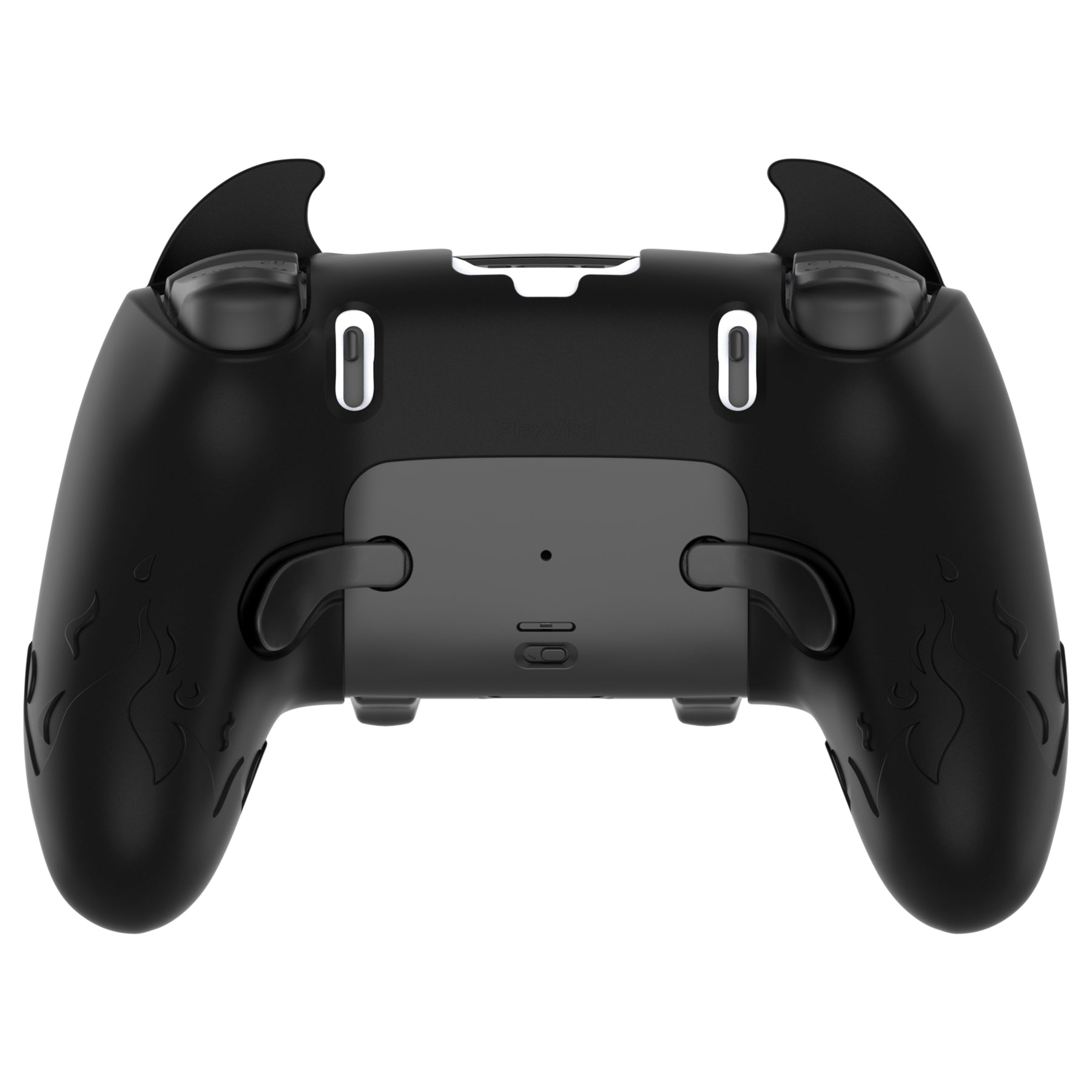 PlayVital Cute Demon Silicone Case with Touch Pad Sticker & Thumb Grip Caps for PS5 Edge Controller - Black PlayVital