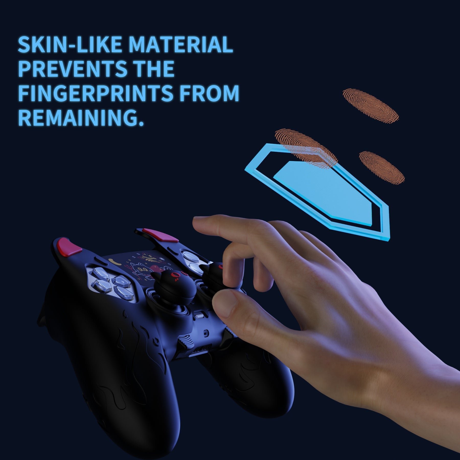 PlayVital Cute Demon Silicone Case with Touch Pad Sticker & Thumb Grip Caps for PS5 Edge Controller - Black PlayVital