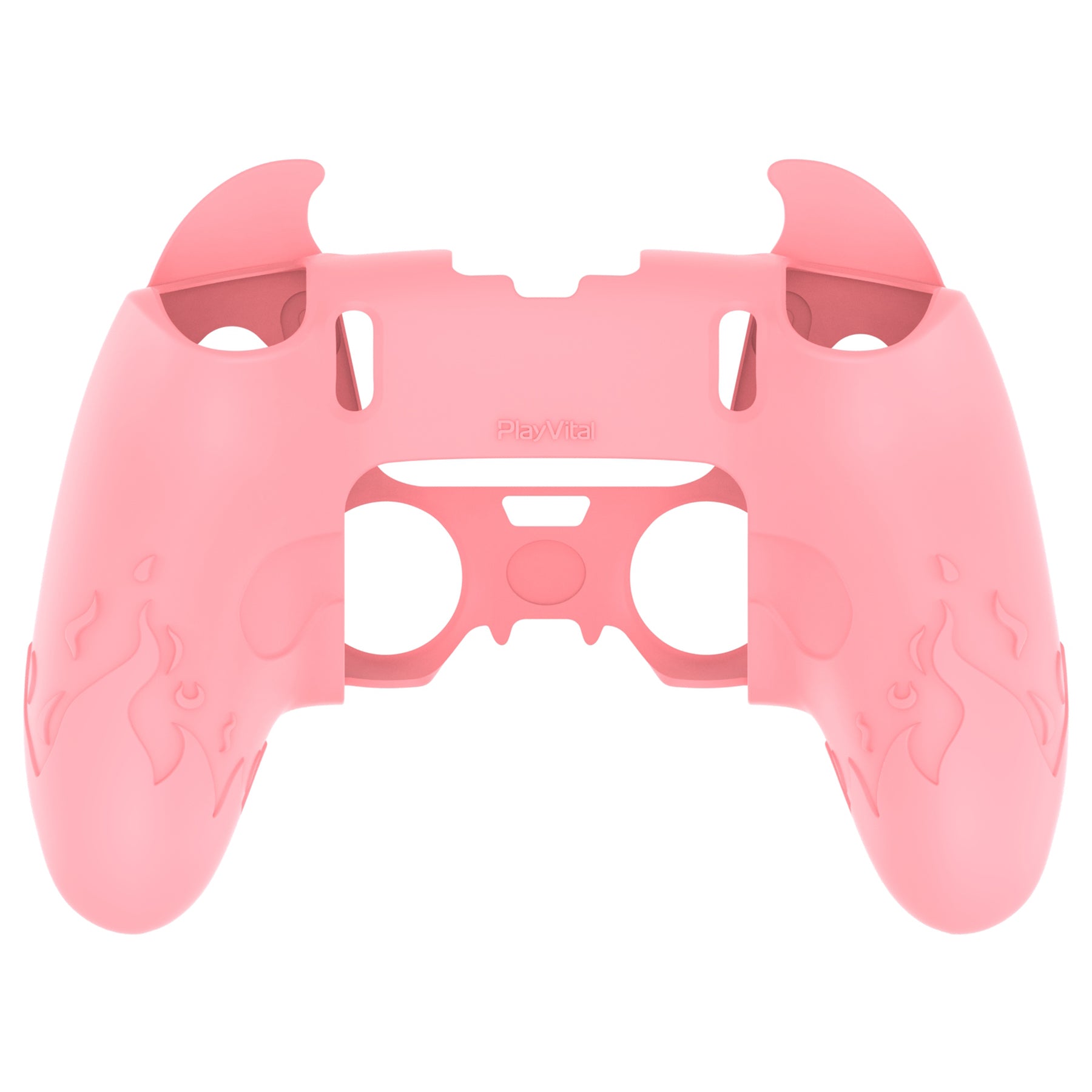 PlayVital Cute Demon Silicone Case with Touch Pad Sticker & Thumb Grip Caps for PS5 Edge Controller - Pink PlayVital