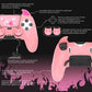PlayVital Cute Demon Silicone Case with Touch Pad Sticker & Thumb Grip Caps for PS5 Edge Controller - Pink PlayVital