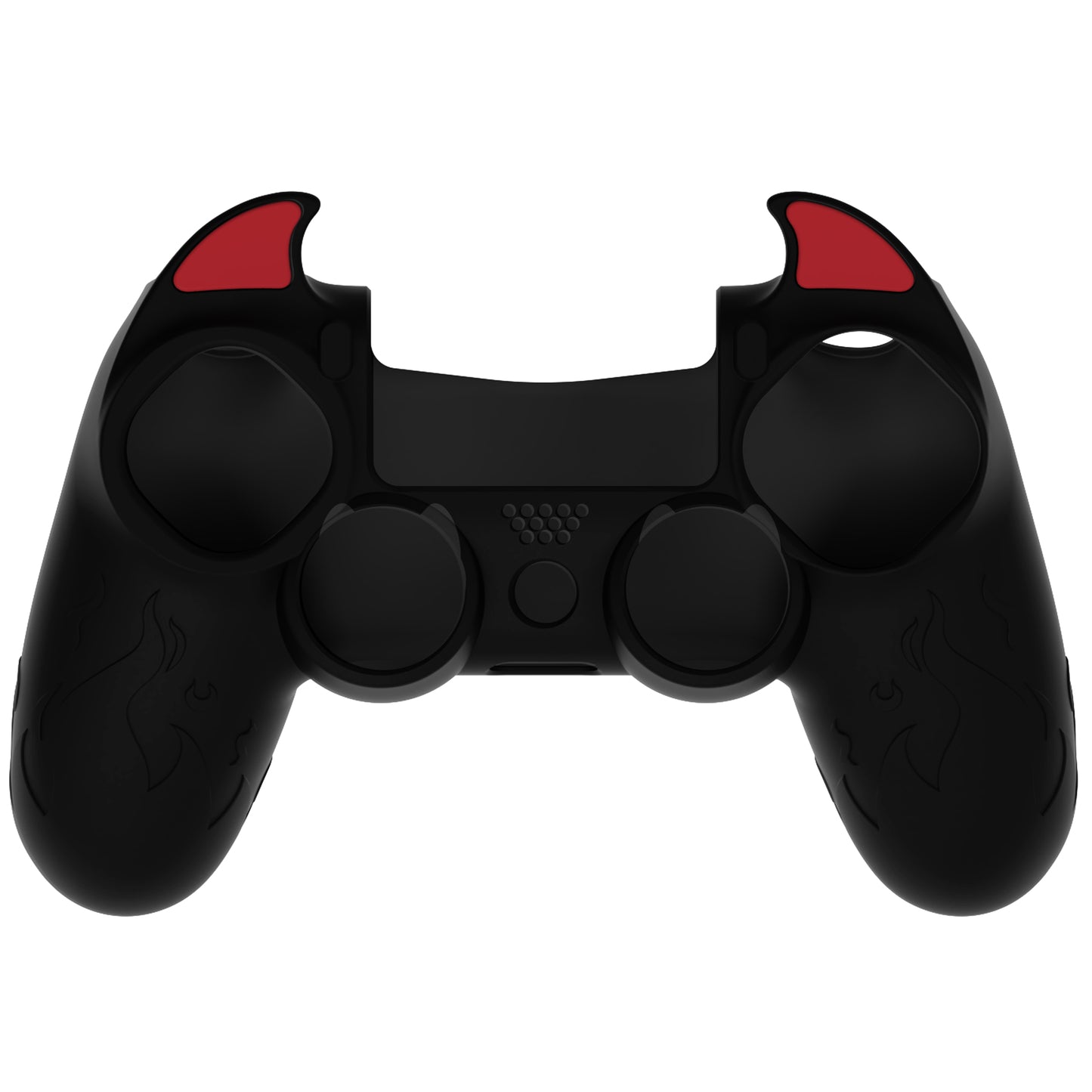 PlayVital Cute Demon Silicone Cover Grip Protector with Thumb Grips & Stickers for PS4 Controller - Black PlayVital