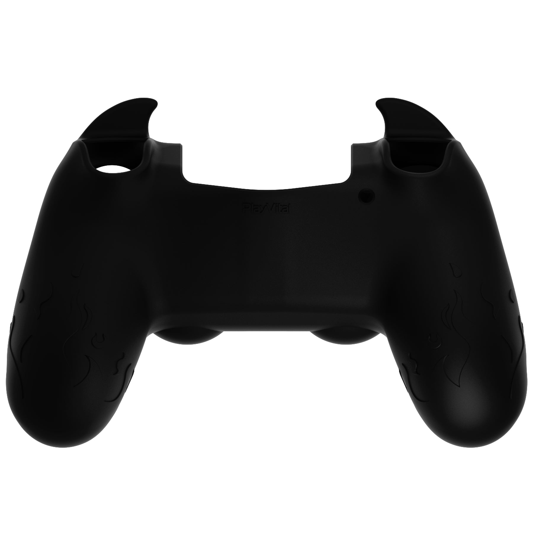 PlayVital Cute Demon Silicone Cover Grip Protector with Thumb Grips & Stickers for PS4 Controller - Black PlayVital