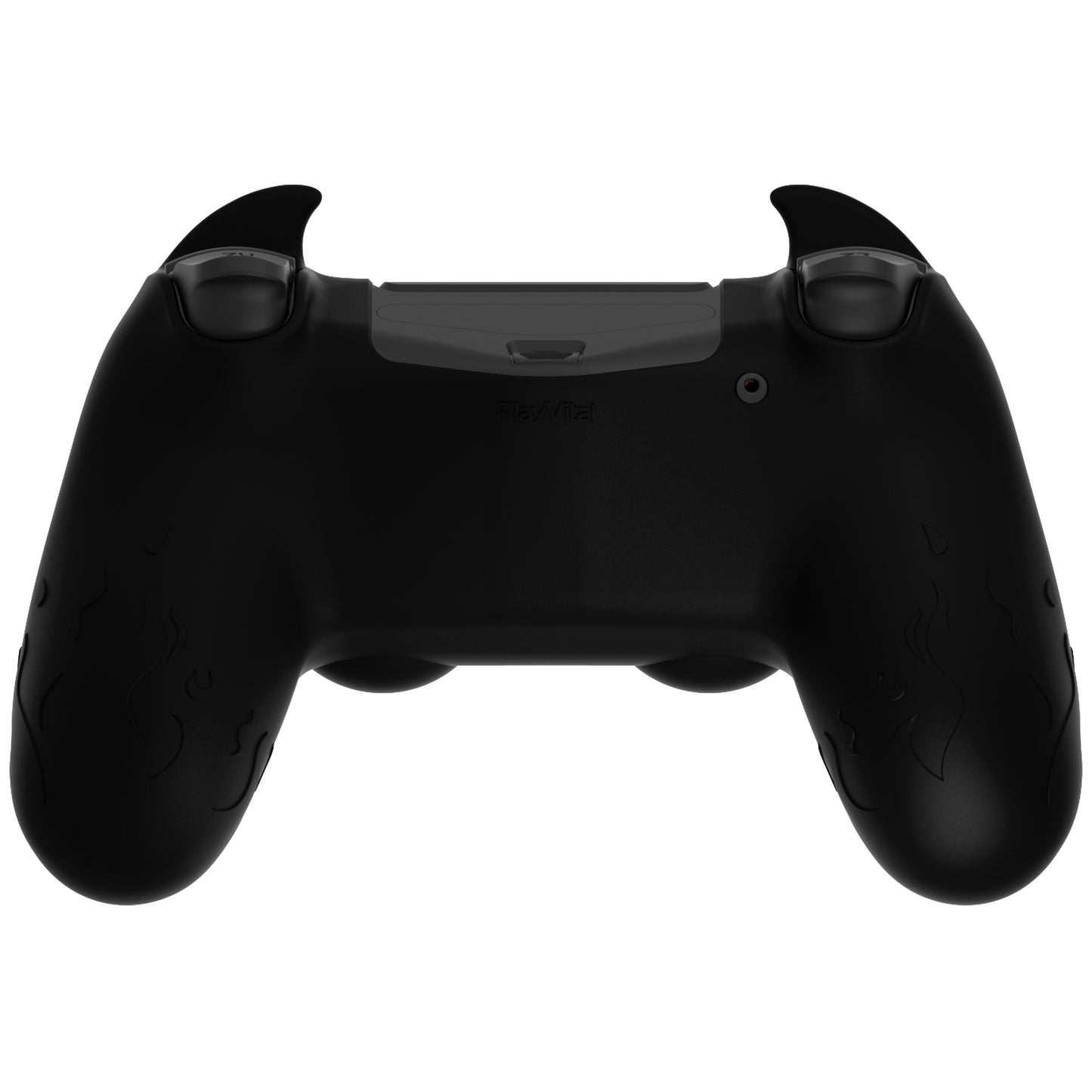 PlayVital Cute Demon Silicone Cover Grip Protector with Thumb Grips & Stickers for PS4 Controller - Black PlayVital