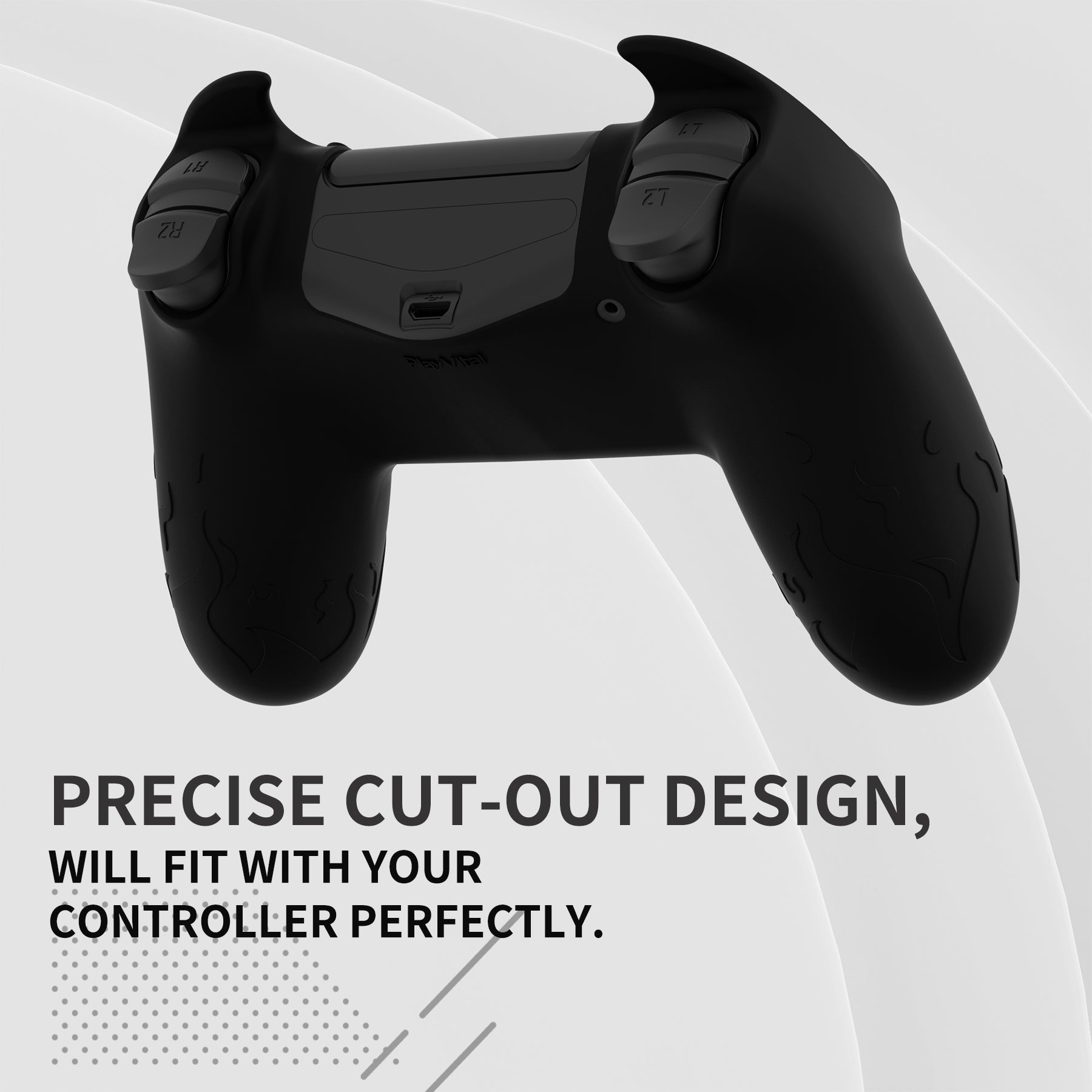 PlayVital Cute Demon Silicone Cover Grip Protector with Thumb Grips & Stickers for PS4 Controller - Black PlayVital