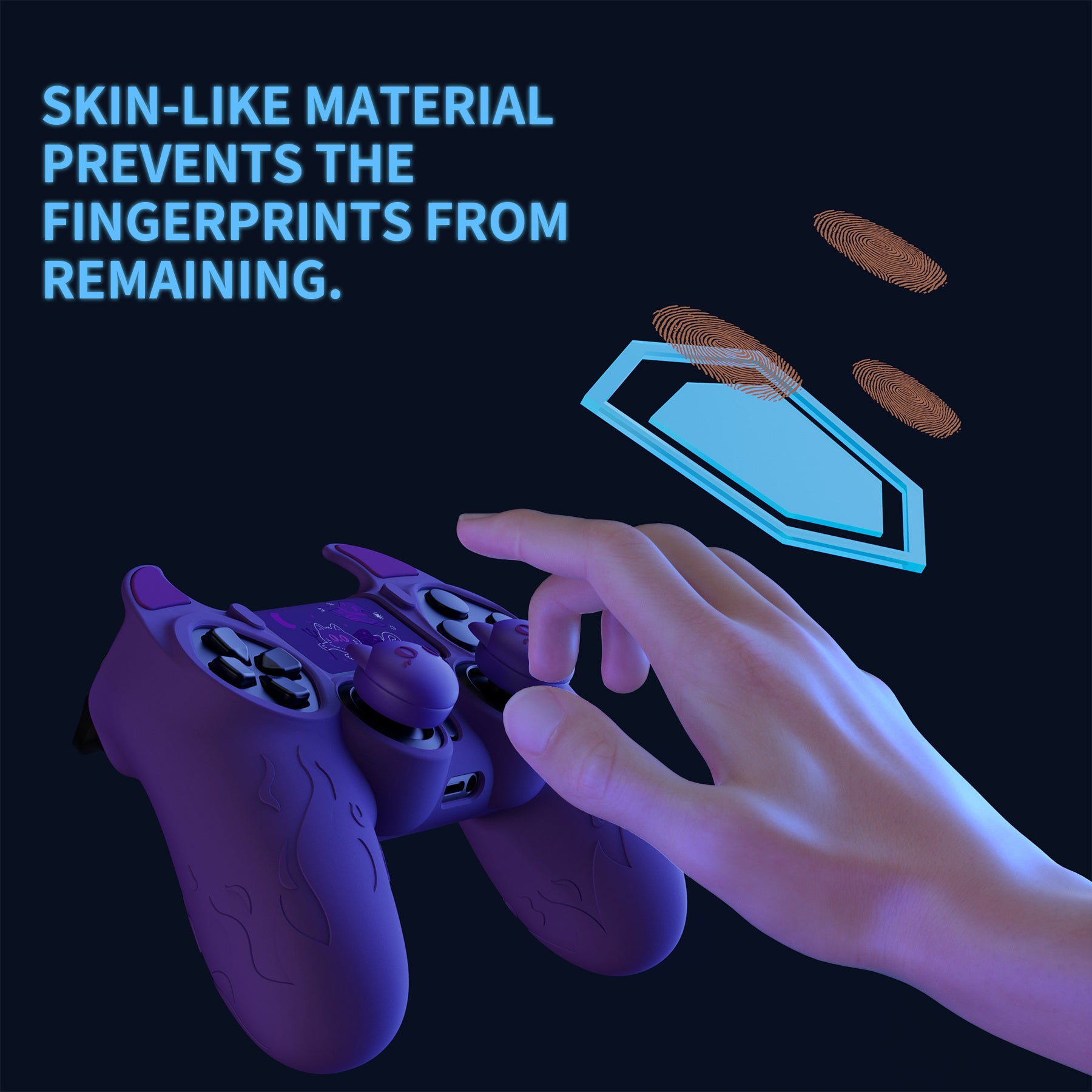 PlayVital Cute Demon Silicone Cover Grip Protector with Thumb Grips & Stickers for PS4 Controller - Purple PlayVital