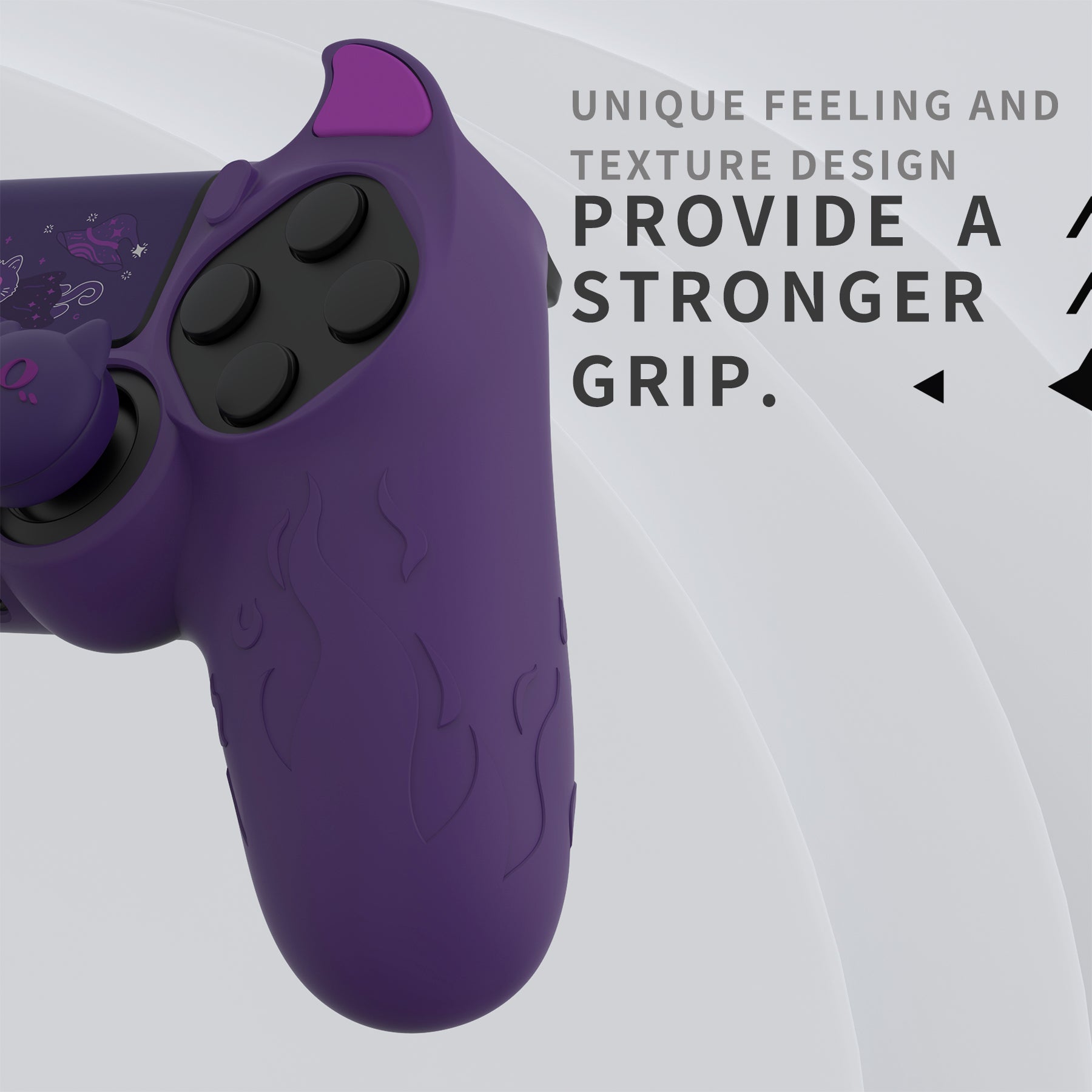 PlayVital Cute Demon Silicone Cover Grip Protector with Thumb Grips & Stickers for PS4 Controller - Purple PlayVital