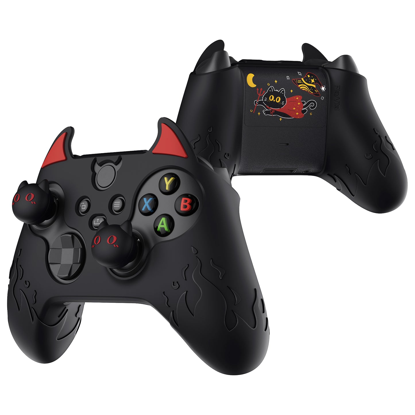 PlayVital Cute Demon Silicone Cover with Thumb Grip Caps for Xbox Series X/S Controller & Xbox Core Wireless Controller - Black - PUKX3P001 PlayVital