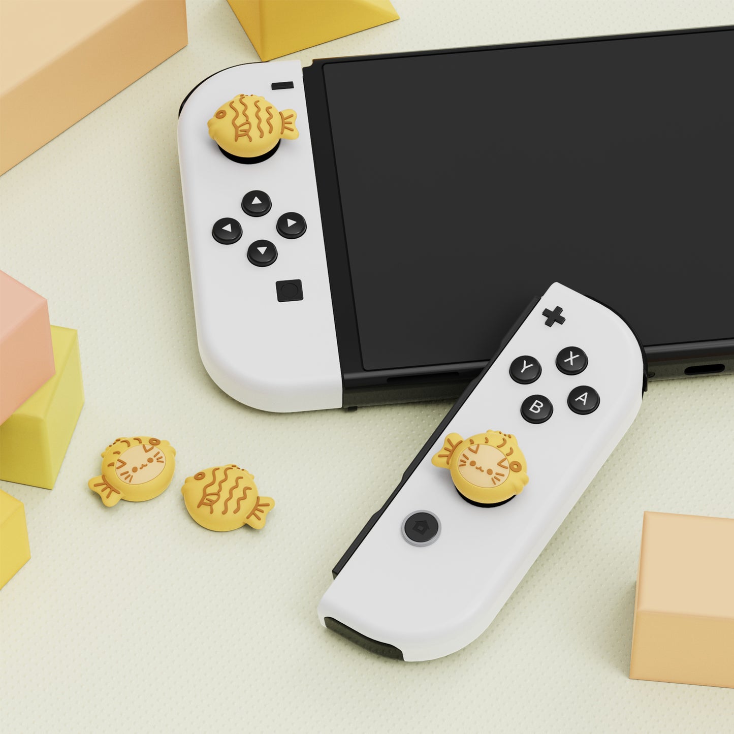 PlayVital Cute Thumb Grip Caps for Nintendo Switch & Switch OLED & Switch Lite - Taiyaki Kitten