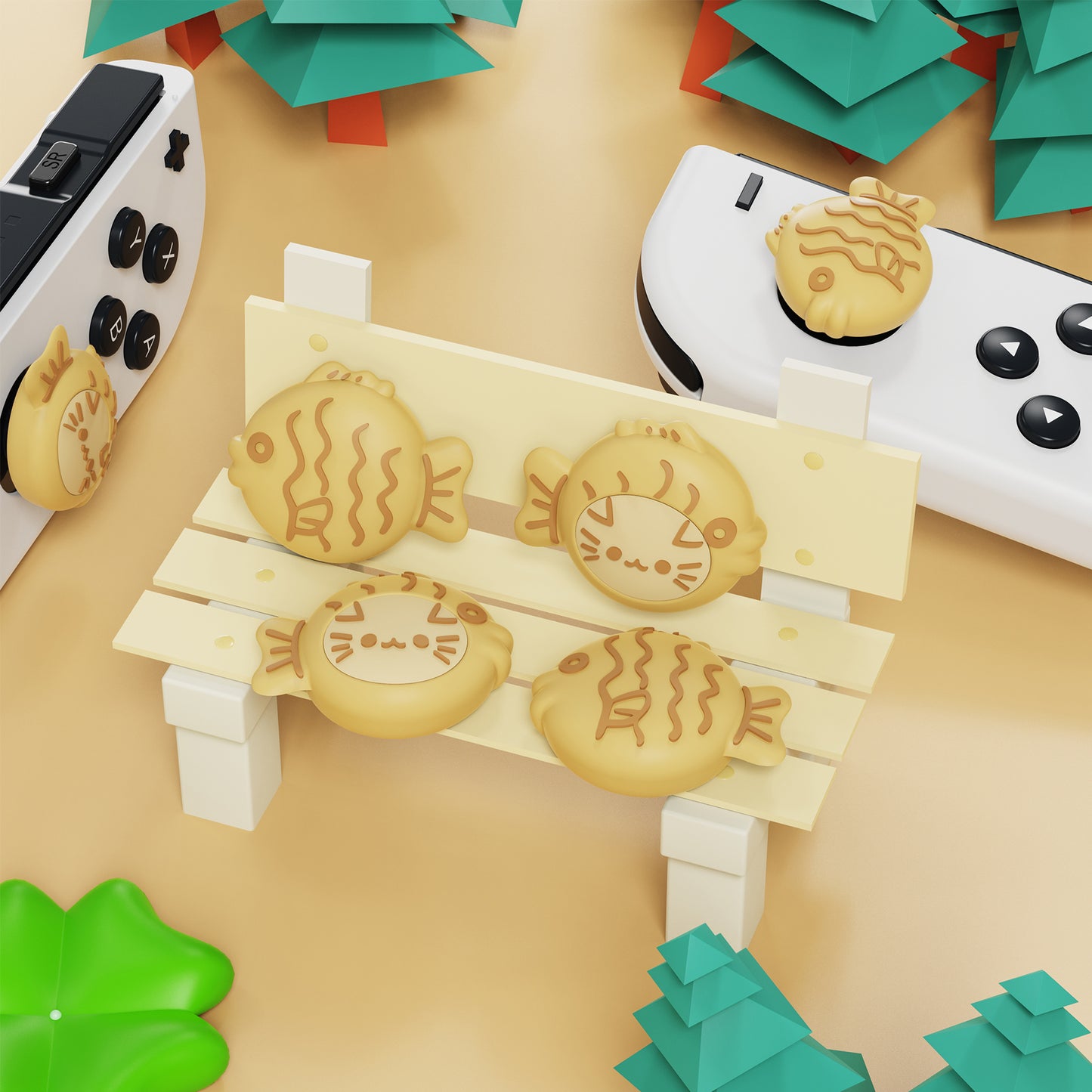 PlayVital Cute Thumb Grip Caps for Nintendo Switch & Switch OLED & Switch Lite - Taiyaki Kitten