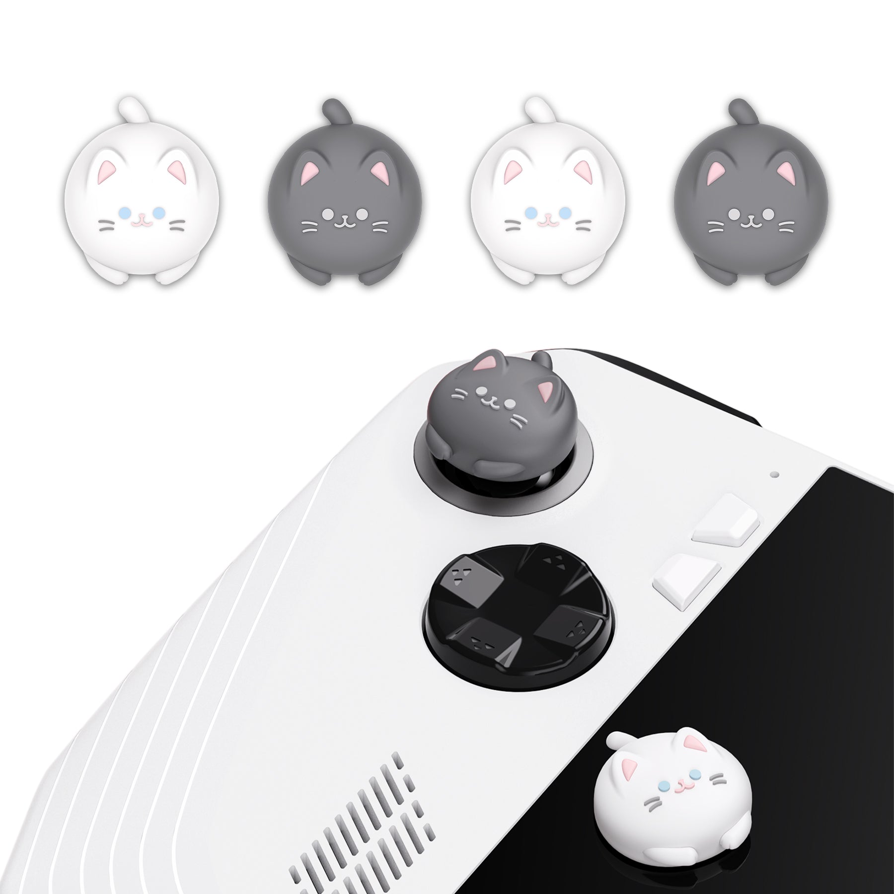 PlayVital Cute Thumb Grip Caps for ROG Ally, Silicone Joystick Caps Thumbsticks Grips for ROG Ally Console - Cutie Kitty - TAURGM002 PlayVital