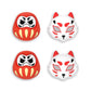 PlayVital Cute Universal Illuminated LED Thumbstick Grips for ps5 & ps4 & Xbox Series X/S & Xbox One & Switch Pro Controller - Daruma & Kitsune PlayVital