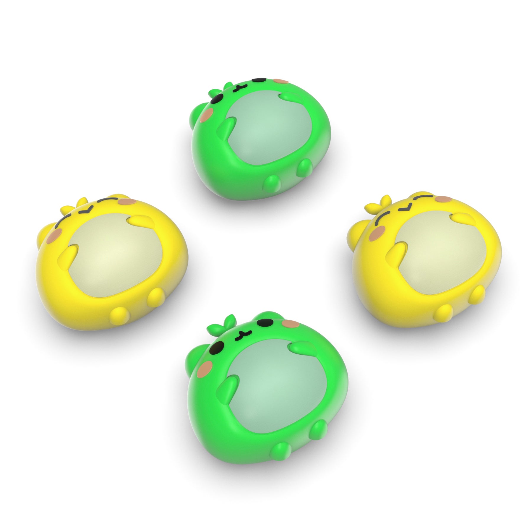 PlayVital Cute Universal Illuminated LED Thumbstick Grips for ps5 & ps4 & Xbox Series X/S & Xbox One & Switch Pro Controller - Frog Green & Yellow - PJM6001 PlayVital
