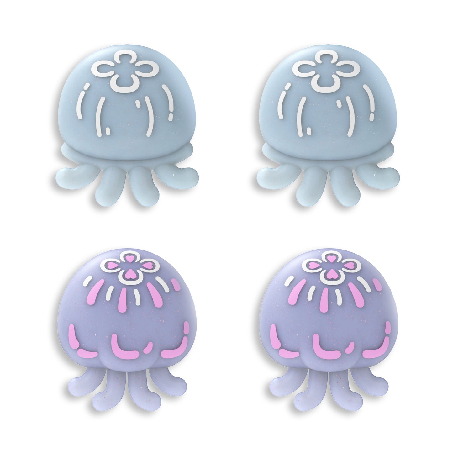 PlayVital Cute Universal Illuminated LED Thumbstick Grips for ps5 & ps4 & Xbox Series X/S & Xbox One & Switch Pro Controller - Jellyfish Purple & Blue - PJM6002 PlayVital
