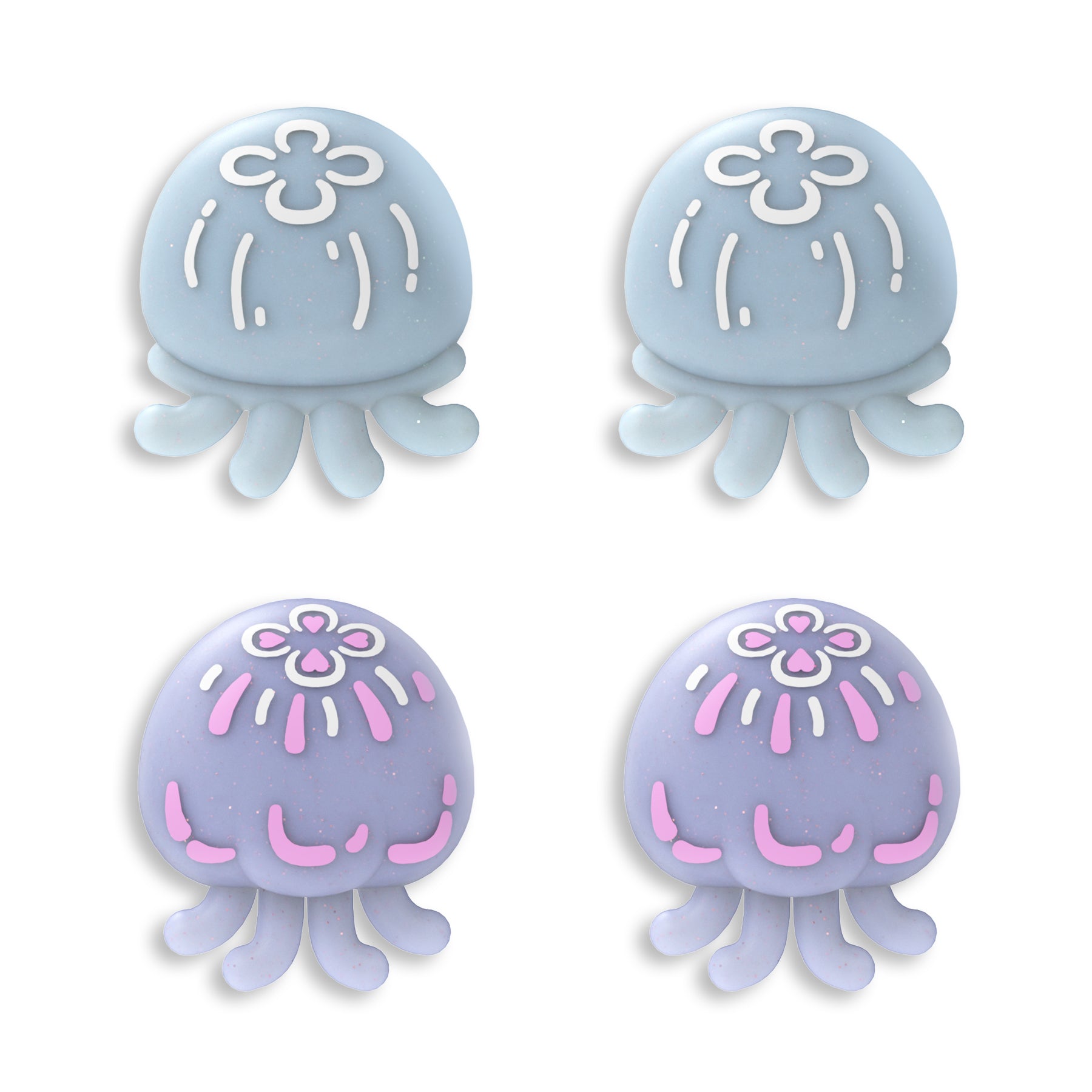PlayVital Cute Universal Illuminated LED Thumbstick Grips for ps5 & ps4 & Xbox Series X/S & Xbox One & Switch Pro Controller - Jellyfish Purple & Blue - PJM6002 PlayVital