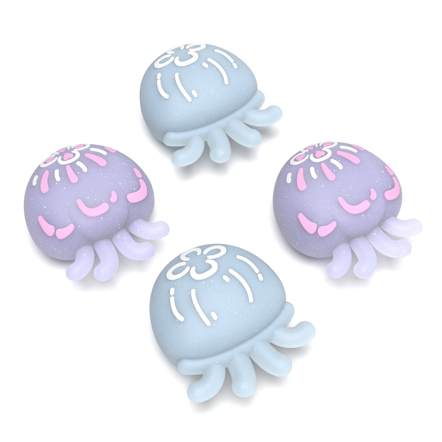 PlayVital Cute Universal Illuminated LED Thumbstick Grips for ps5 & ps4 & Xbox Series X/S & Xbox One & Switch Pro Controller - Jellyfish Purple & Blue - PJM6002 PlayVital