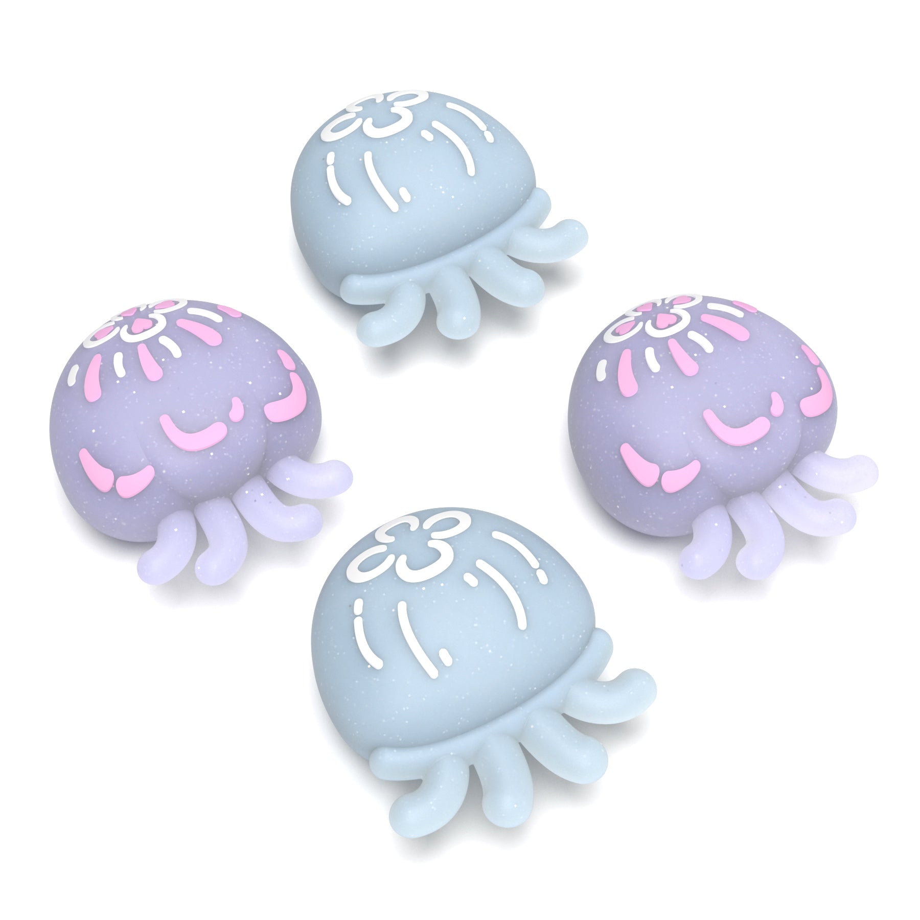 PlayVital Cute Universal Illuminated LED Thumbstick Grips for ps5 & ps4 & Xbox Series X/S & Xbox One & Switch Pro Controller - Jellyfish Purple & Blue - PJM6002 PlayVital
