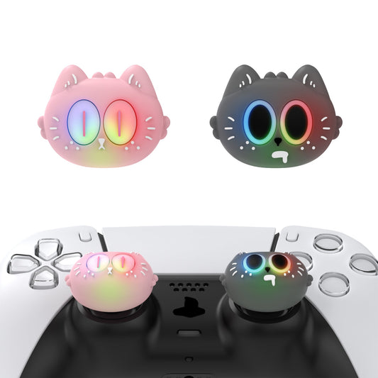 PlayVital Cute Universal Illuminated LED Thumbstick Grips for ps5 & ps4 & Xbox Series X/S & Xbox One & Switch Pro Controller - Moonlight Cat PlayVital