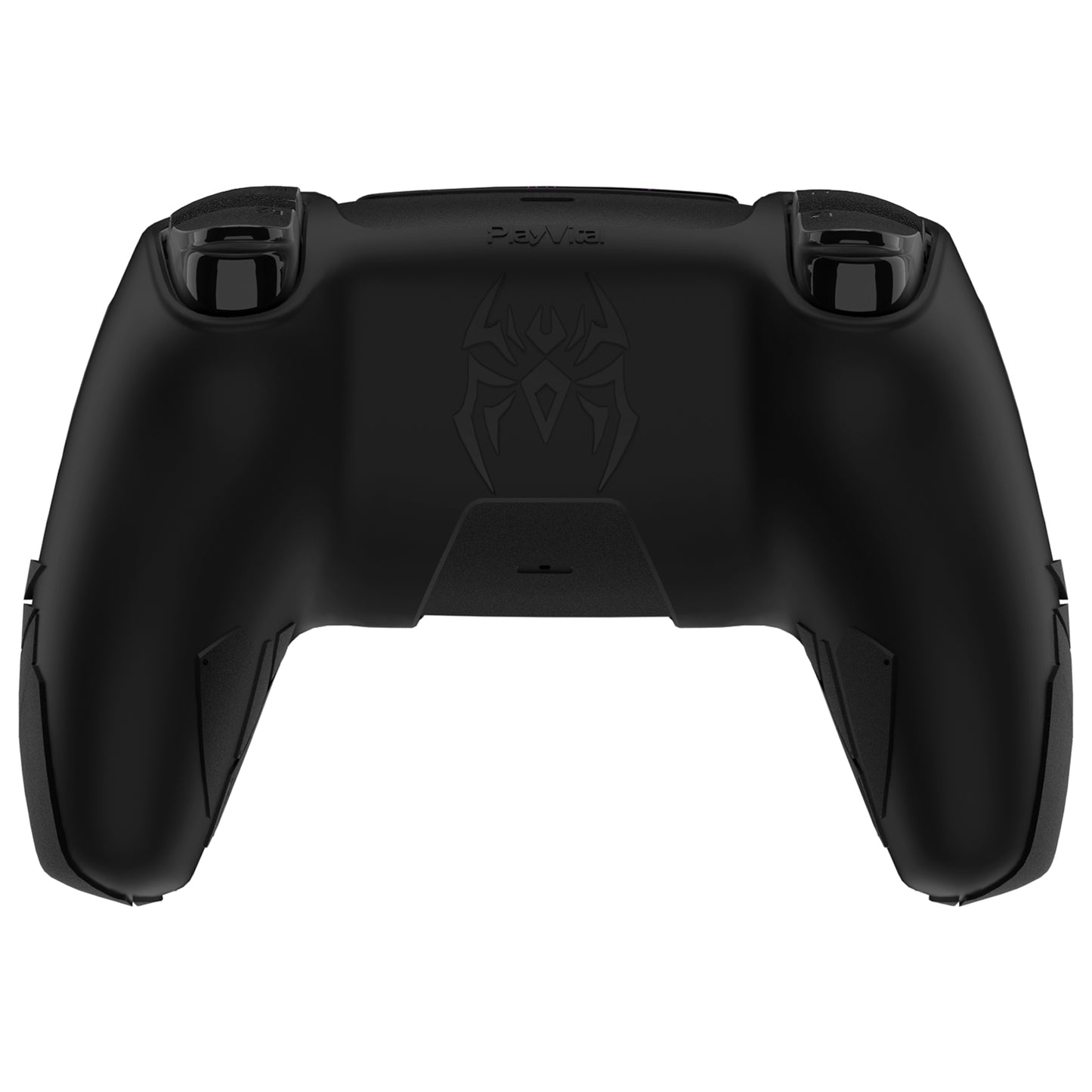 PlayVital Cyber Spider Design Silicone Case for PS5 Controller with 2 Thumb Grips and 6 Sticker, Compatible with Charging Dock - Black & Purple