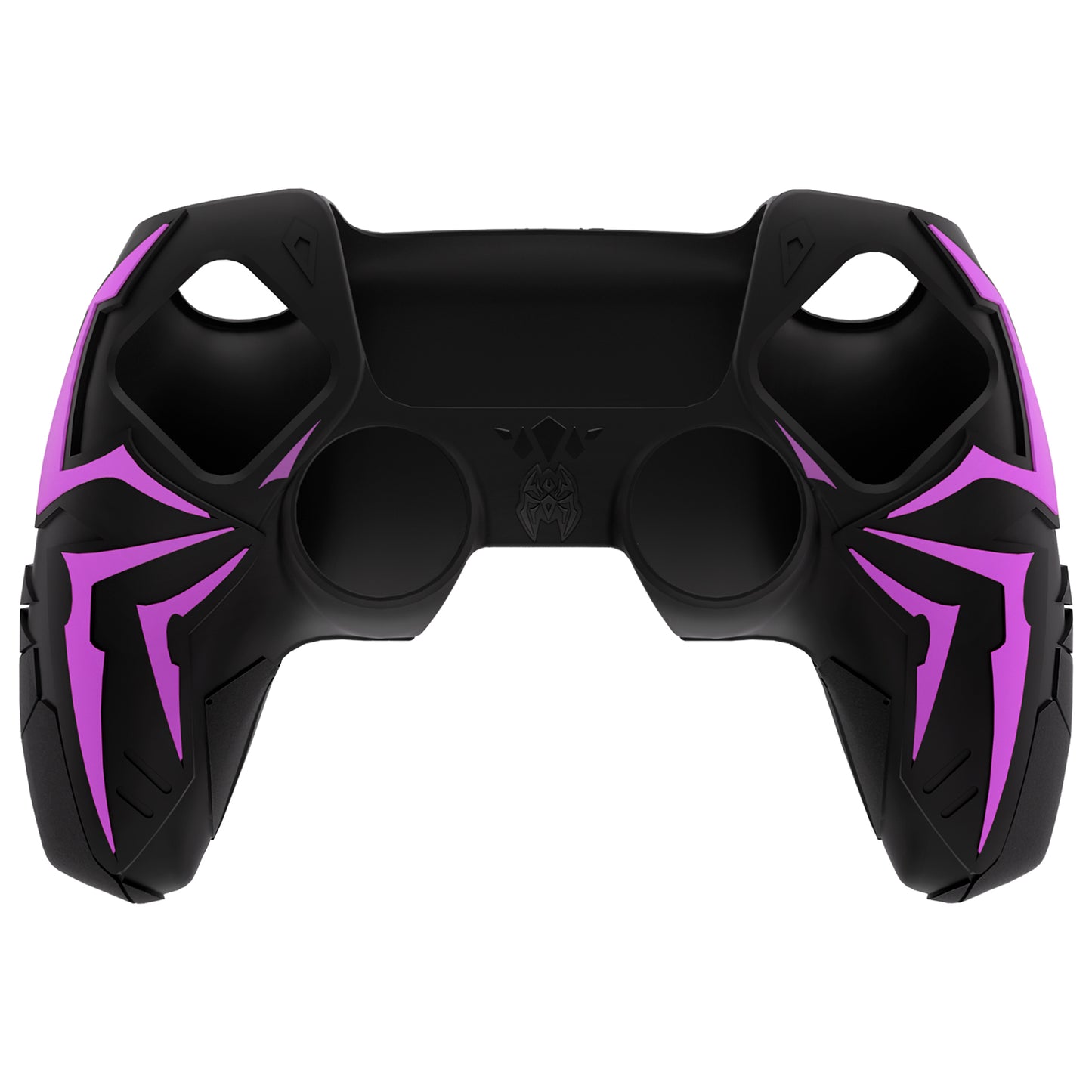 PlayVital Cyber Spider Design Silicone Case for PS5 Controller with 2 Thumb Grips and 6 Sticker, Compatible with Charging Dock - Black & Purple