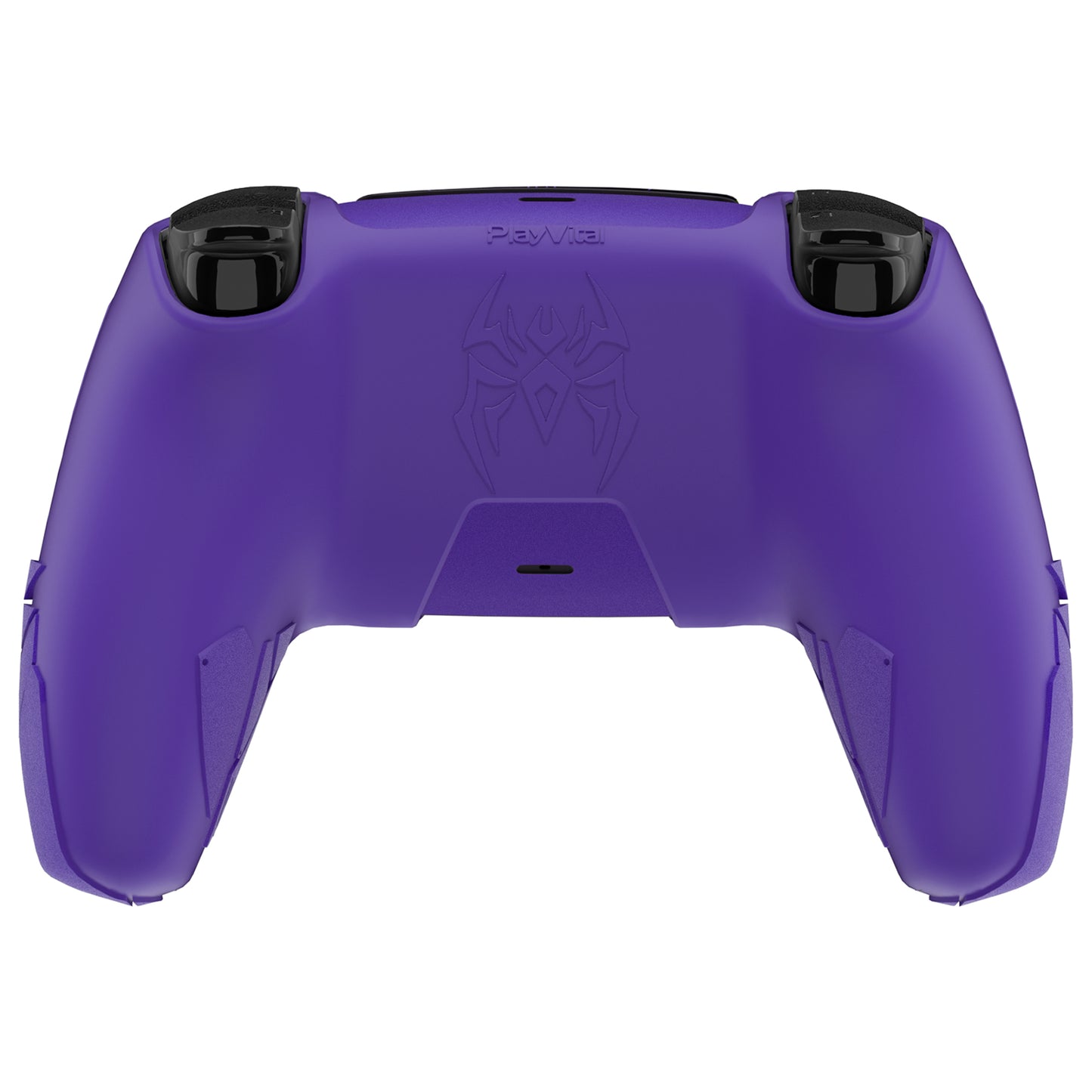 PlayVital Cyber Spider Design Silicone Case for PS5 Controller with 2 Thumb Grips and 6 Sticker, Compatible with Charging Dock - Purple & Green