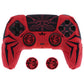 PlayVital Cyber Spider Design Silicone Case for PS5 Controller with 2 Thumb Grips and 6 Sticker, Compatible with Charging Dock - Red & Black