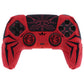PlayVital Cyber Spider Design Silicone Case for PS5 Controller with 2 Thumb Grips and 6 Sticker, Compatible with Charging Dock - Red & Black