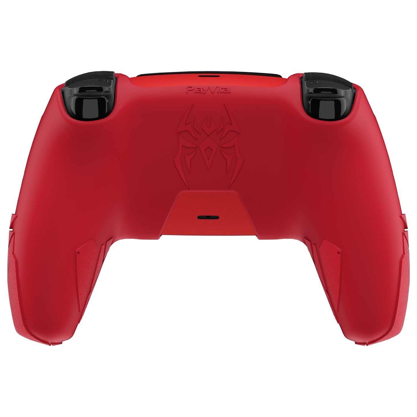 PlayVital Cyber Spider Design Silicone Case for PS5 Controller with 2 Thumb Grips and 6 Sticker, Compatible with Charging Dock - Red & Black