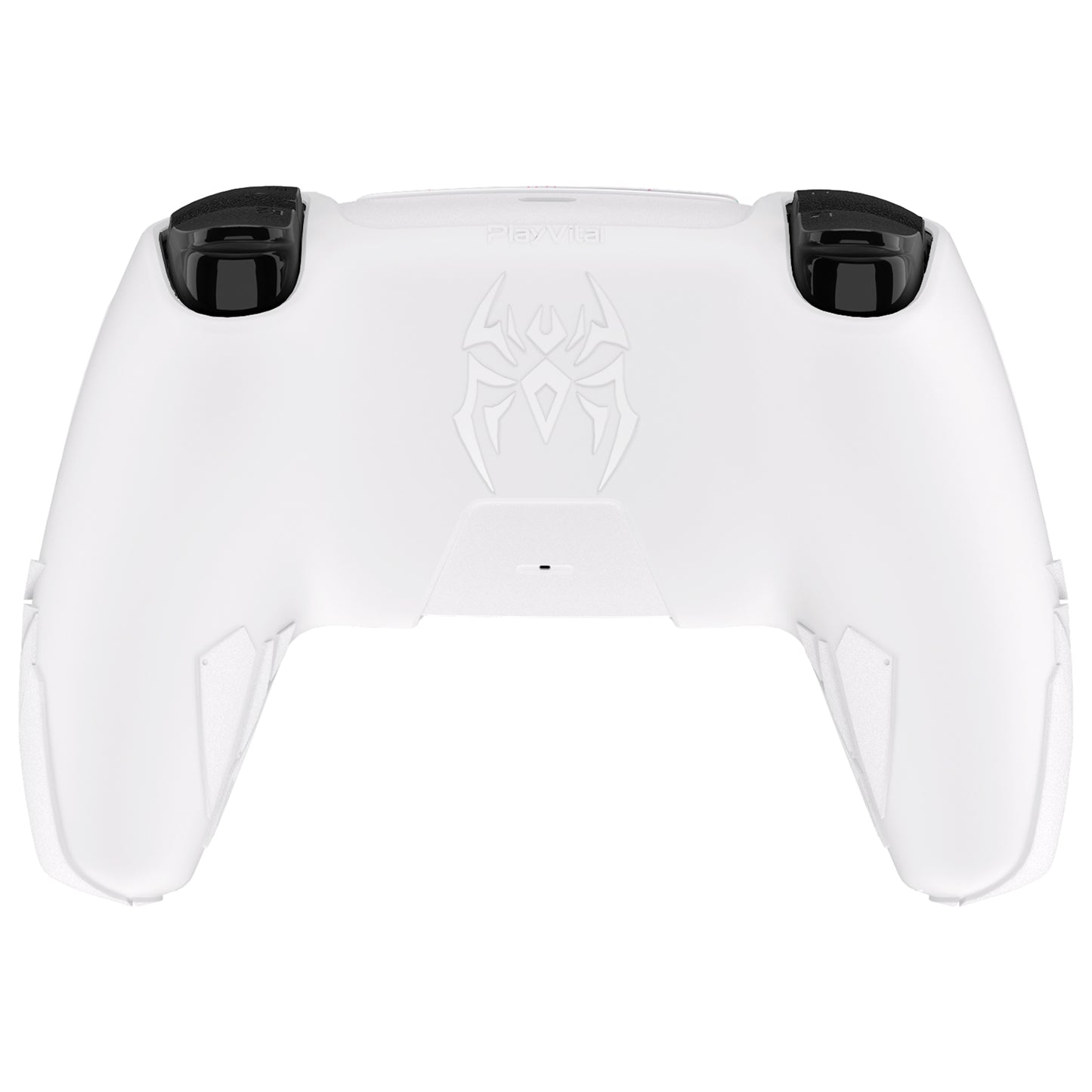 PlayVital Cyber Spider Design Silicone Case for PS5 Controller with 2 Thumb Grips and 6 Sticker, Compatible with Charging Dock - White & Pink