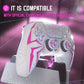PlayVital Cyber Spider Design Silicone Case for PS5 Controller with 2 Thumb Grips and 6 Sticker, Compatible with Charging Dock - White & Pink PlayVital