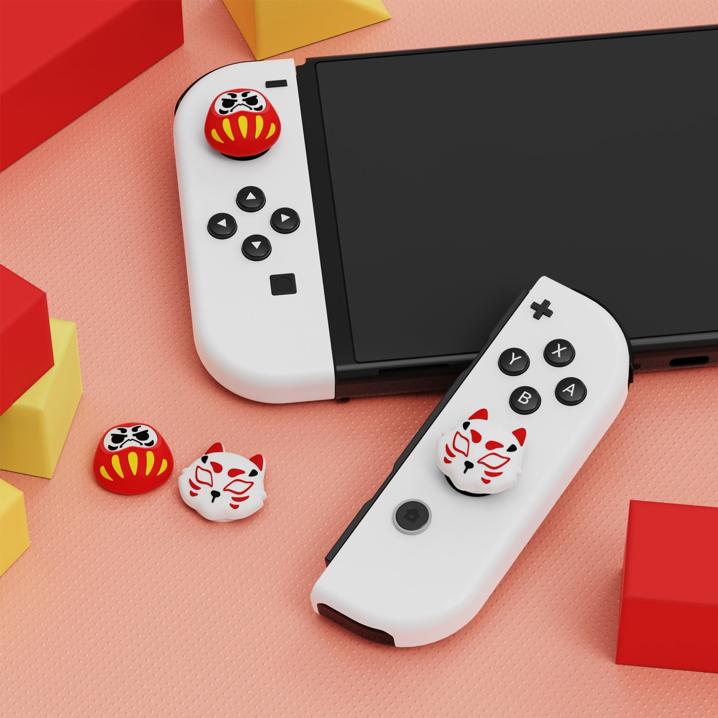 PlayVital Daruma & Kitsune Cute Thumb Grip Caps for Nintendo Switch & Switch OLED & Switch Lite playvital