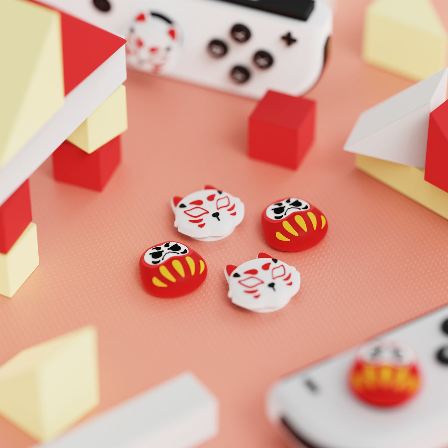 PlayVital Daruma & Kitsune Cute Thumb Grip Caps for Nintendo Switch & Switch OLED & Switch Lite playvital