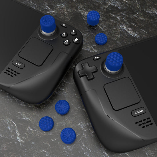 PlayVital Diamond Grain & Crack Bomb Design Ergonomic Stick Caps Thumb Grips for Steam Deck LCD & OLED, for PS Portal Remote Player -  Blue PlayVital
