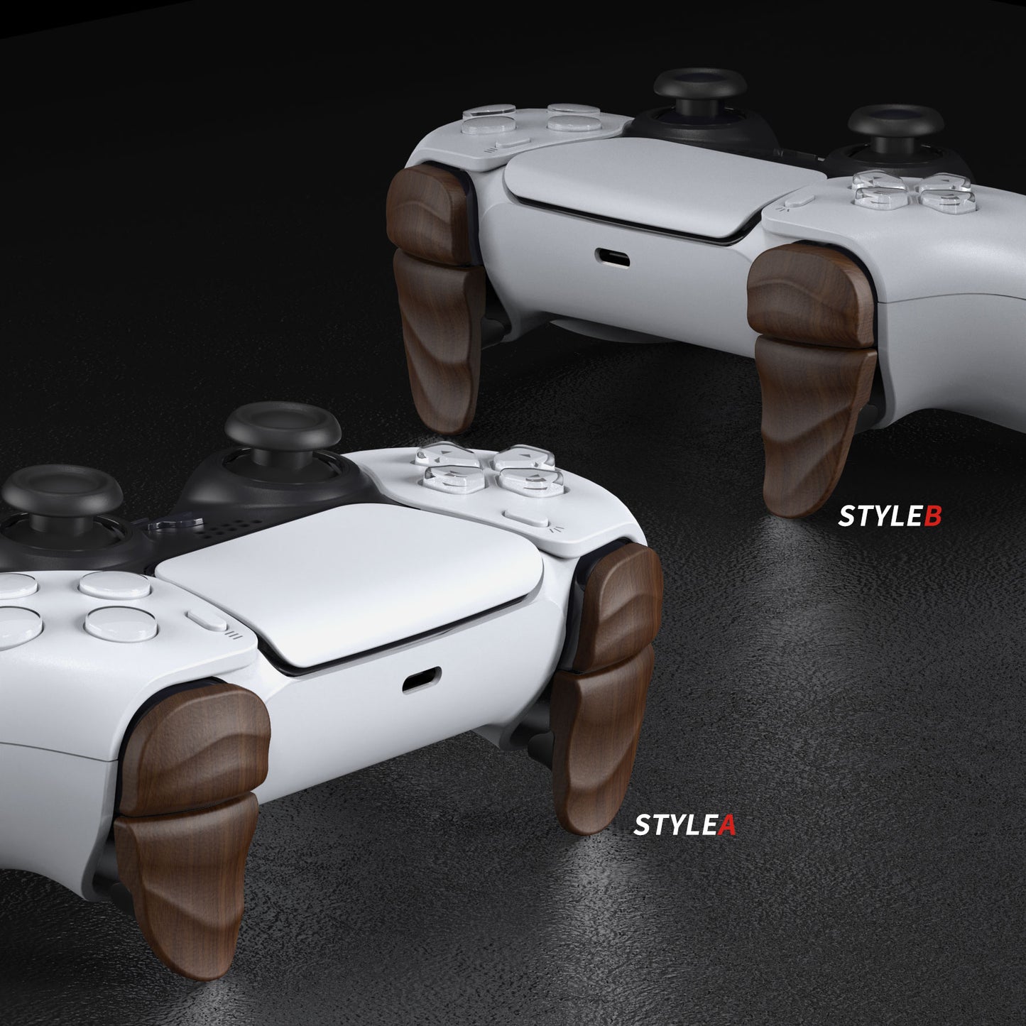 PlayVital Dune 2 Pairs Trigger Stop Shoulder Buttons Extension Kit for ps5 Controller, Stopper Bumper Trigger Extenders Game Improvement Adjusters for ps5 Controller - Wood Grain - YCPFS002 PlayVital