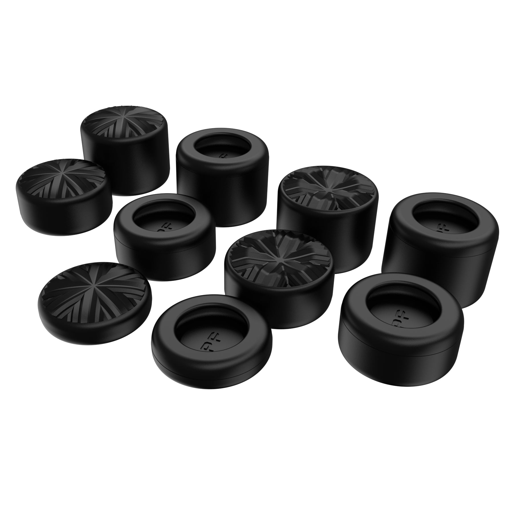 PlayVital 10 Pcs Ergonomic Thumbstick Grips for ps5, for ps4, EVOQUE Universal Pro Thumb Grip Caps for Xbox Series X/S, Xbox One/Elite Series 2, Switch Pro - with 3 Height Convex and Concave - Black - PJM2050 PlayVital