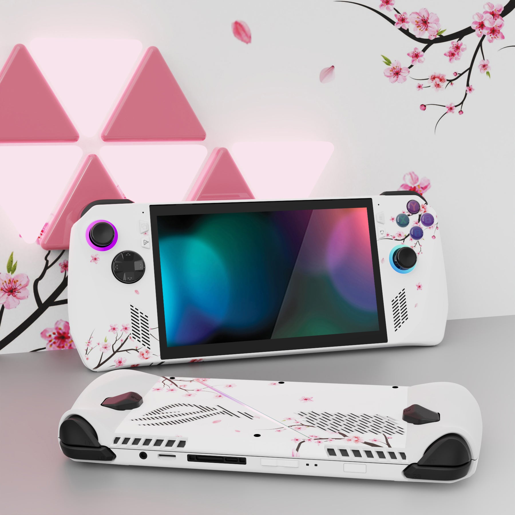 PlayVital Falling Cherry Blossom Custom Stickers Vinyl Wraps Protective Skin Decal for ROG Ally Handheld Gaming Console - RGTM010 PlayVital