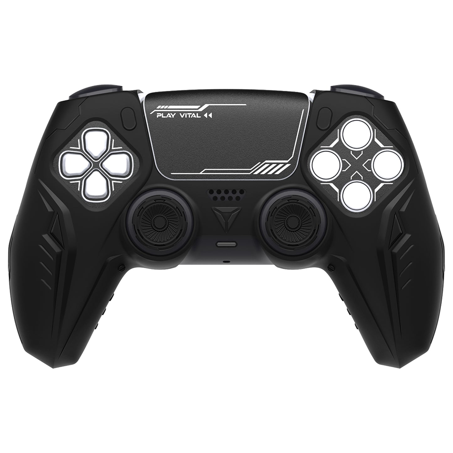 PlayVital Futuristic CyberMech Design Silicone Grip Skin with Thumb Grips for PS5 Wireless Controller, Compatible with PS5 Official Charging Dock - Black - CHXPFP001 PlayVital