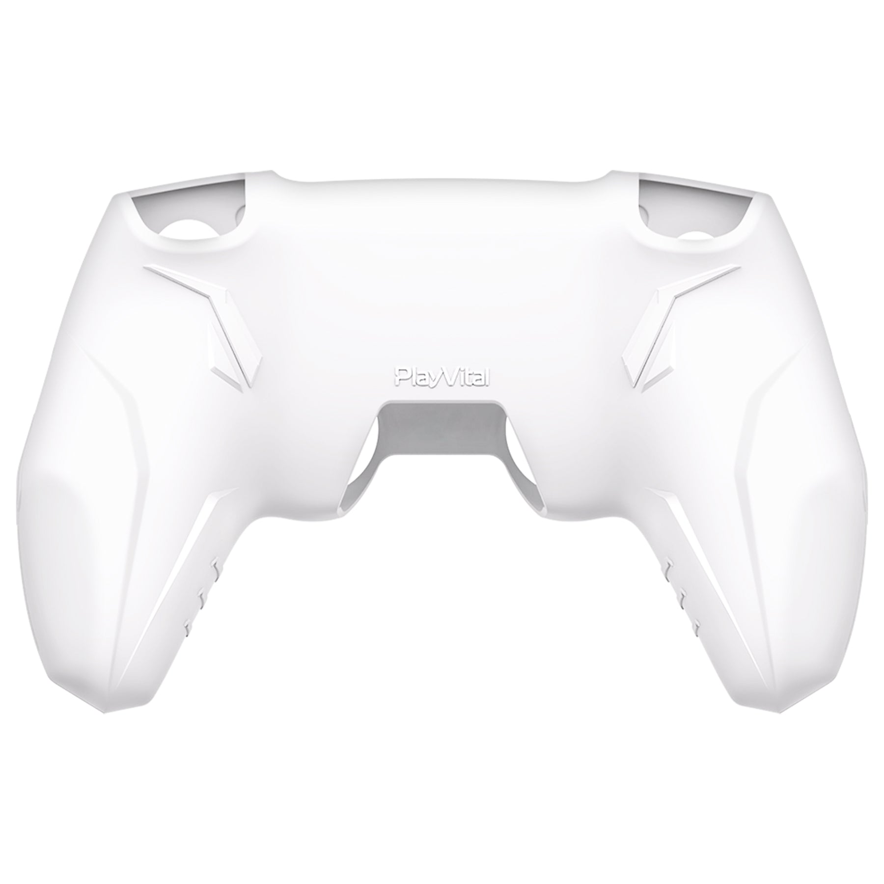 PlayVital Futuristic CyberMech Design Silicone Grip Skin with Thumb Grips for PS5 Wireless Controller, Compatible with PS5 Official Charging Dock - White - CHXPFP002 PlayVital